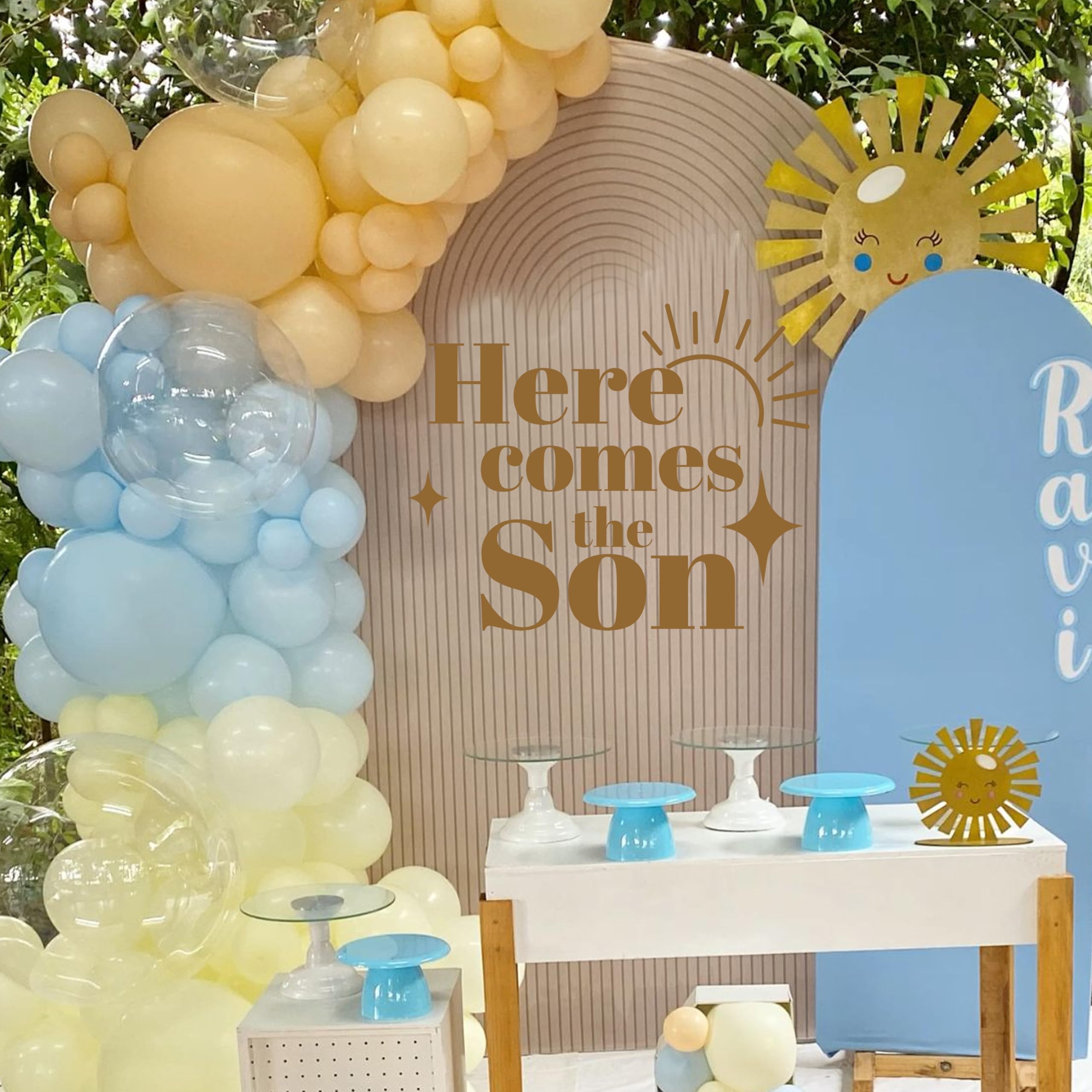 Gender Reveal Wall Decal - Bohemian Sun Baby Shower Decor for Boy or Girl, Nursery Room Mural, Birthday Party Backdrop & Photo Prop - Perfect for Baby Showers, Gender Reveal Parties and Newborn Celebrations