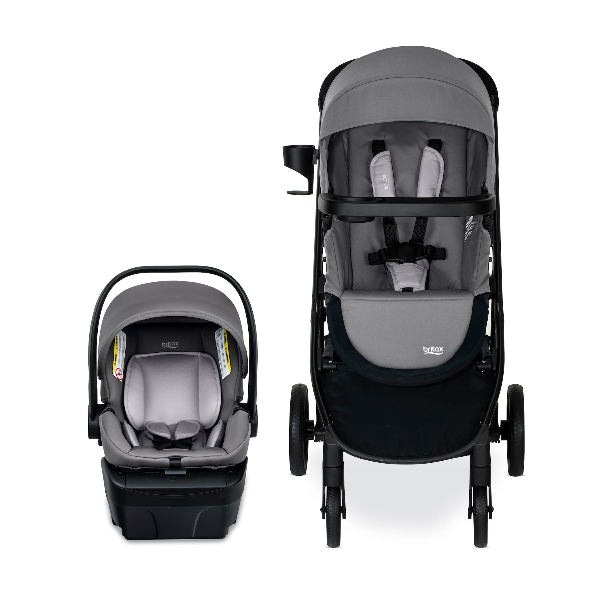 Britax Willow Brook Baby Travel System - Infant Car Seat & Stroller Combo with Aspen Base | ClickTight Technology & RightSize System | 4 Recline Positions | Graphite Glacier | Perfect for Newborns, Shopping & Family Outings