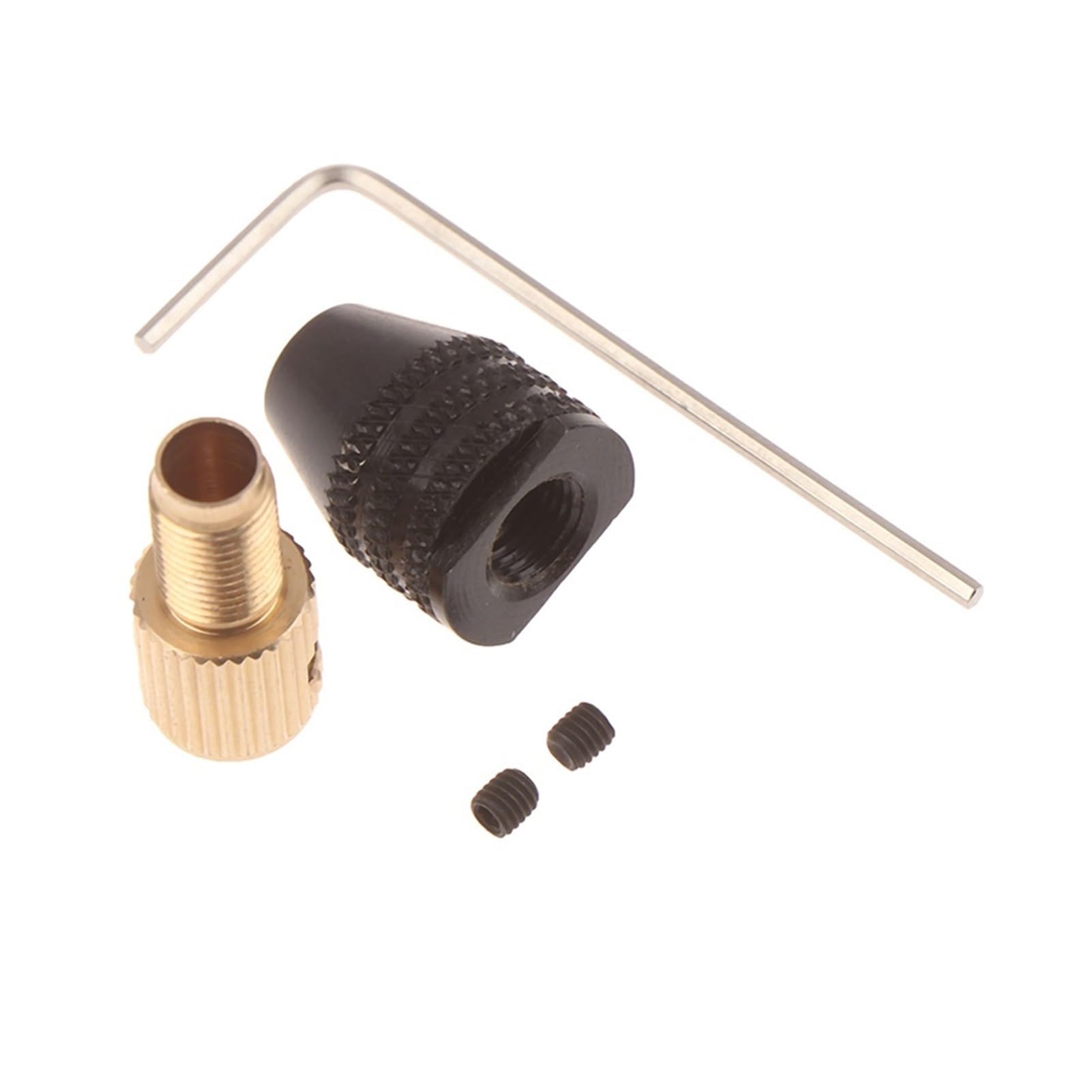 1 Set Mini Electric Motor Shaft Drill Chuck Fixture 0.5-3.2mm with Hex Adapter (2.3mm/3.17mm/5mm) - Perfect for DIY Projects, Jewelry Making & Small Precision Drilling