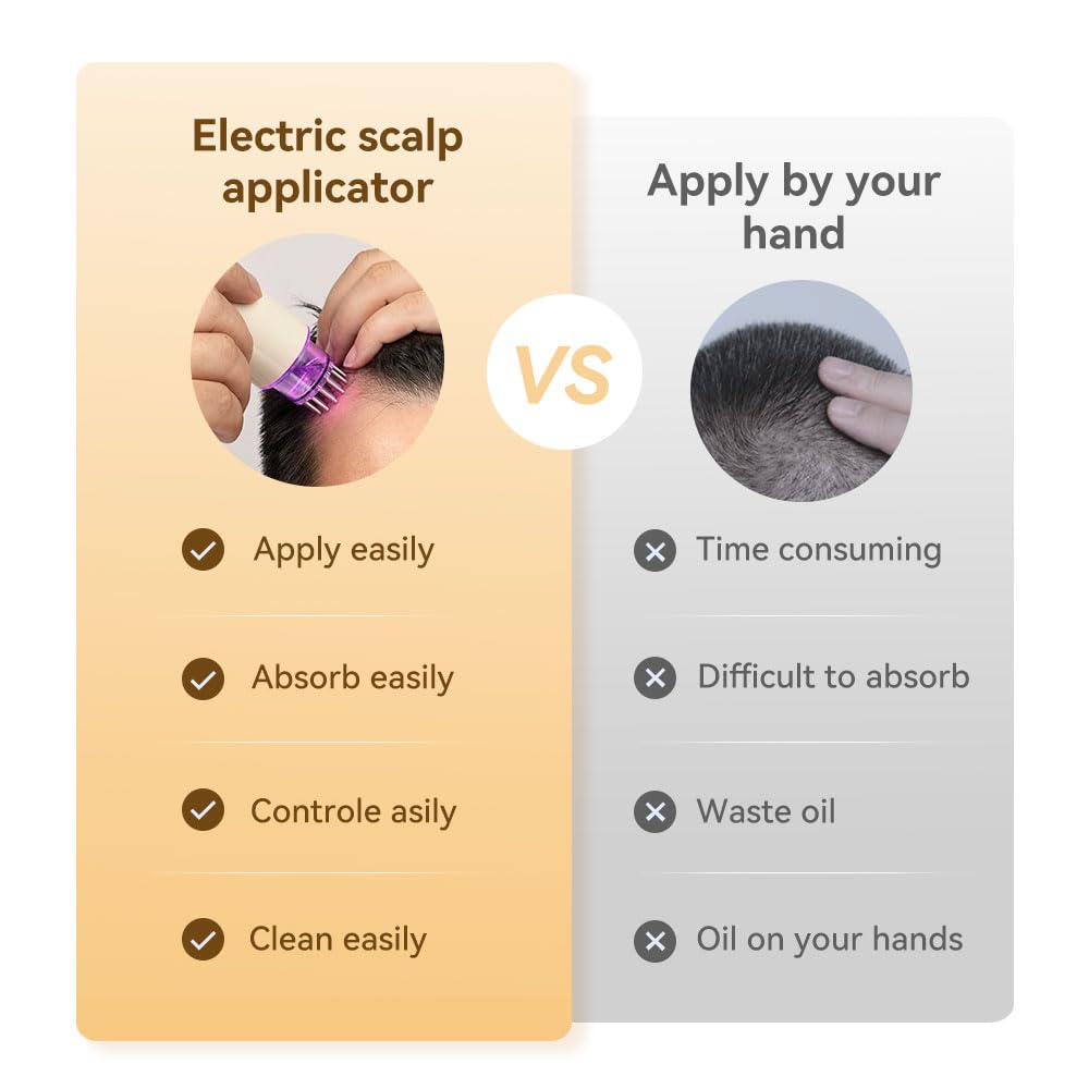 Electric Hair Oil Applicator & Scalp Massager 2-in-1 - Automatic Essential Oil Dispensing Brush for Hair Growth & Scalp Care - Handheld Hair Serum Applicator with Massage Comb - Perfect for Home Hair Treatments & Salon Use