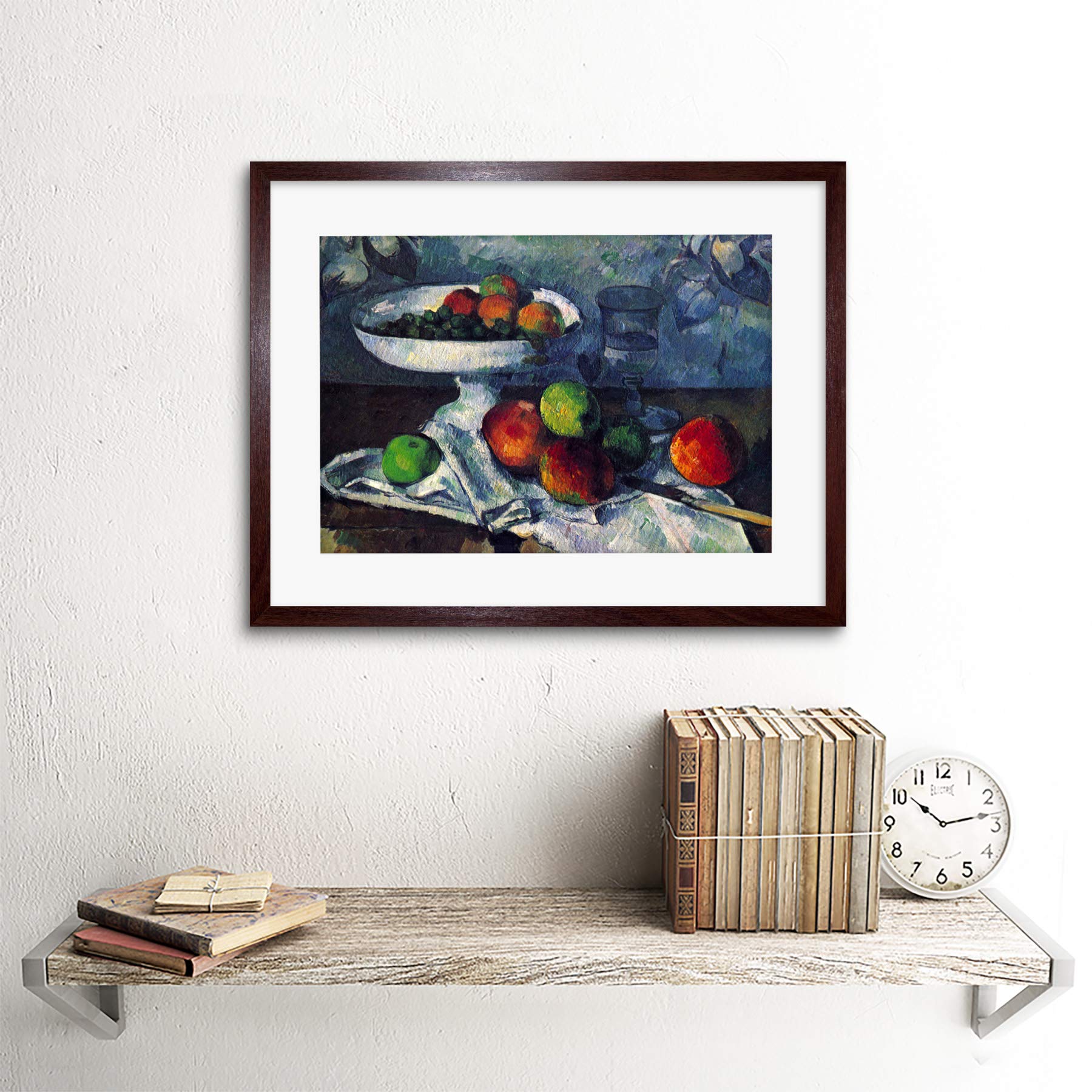 Framed Print of Cezanne Still Life with Fruit Bowl - 12x17 Inch Wall Art Decor for Living Room, Dining Room & Office