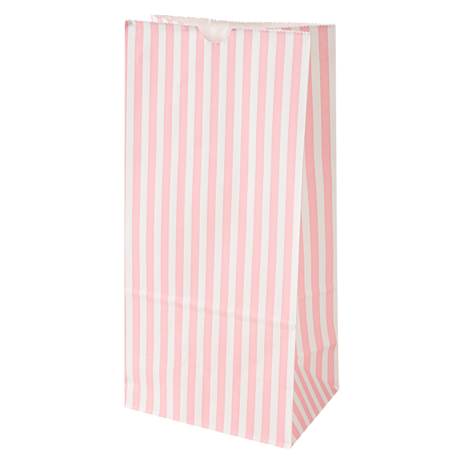 Premium Pink and White Striped Paper Gift Bags - 8 lb Capacity, 6 x 4 x 11.75 Inches - Bulk Pack of 100 - Perfect for Birthday Parties, Baby Showers & Retail Packaging