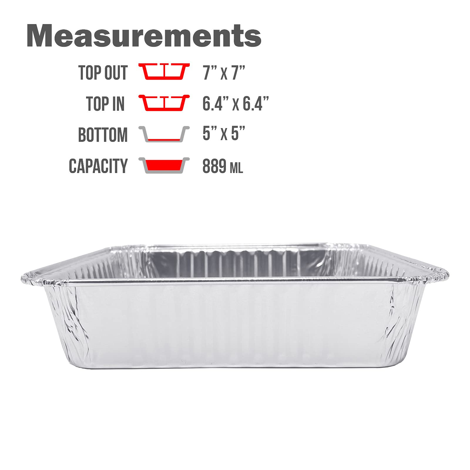 480-Pack 7x7 Inch Square Baking Cake Pans | Disposable Aluminum Foil Tins for Roasting, Broiling & Cooking | Perfect for Toaster Ovens, Meal Prep & Party Desserts | Portable Food Containers for Home Bakers & Catering
