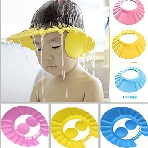 **Dpiszone Adjustable Baby Shower Cap - Soft & Safe Hair Wash Hat for Infants & Toddlers - Waterproof Eye & Ear Protector - Leaves Design - Perfect for Bath Time, Swimming & Sensitive Skin (Multicolor)**