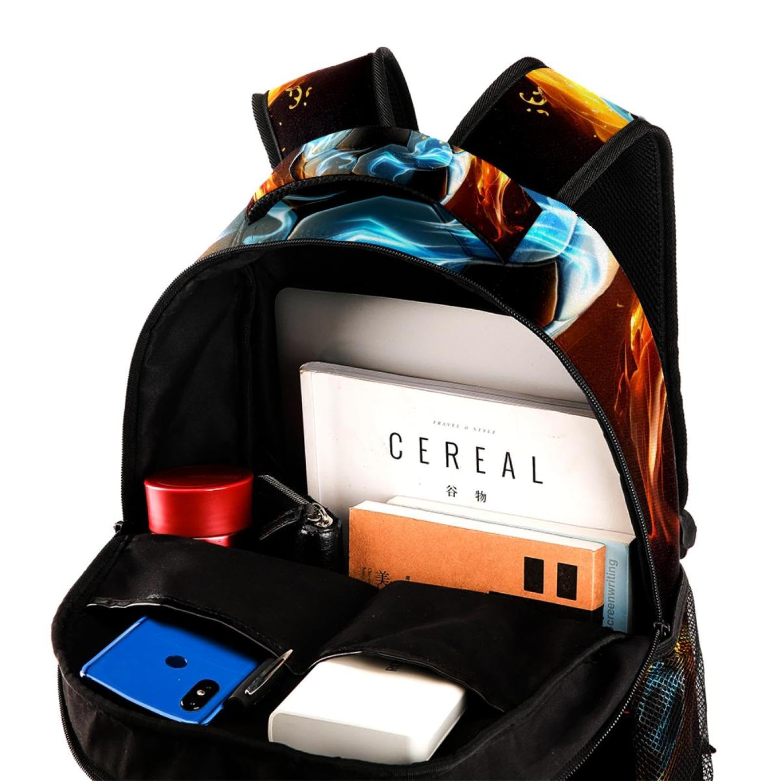 Premium Travel Backpack for Men & Women - Durable Flaming Football Design - Perfect for Hiking, Gym, Work & College Commute