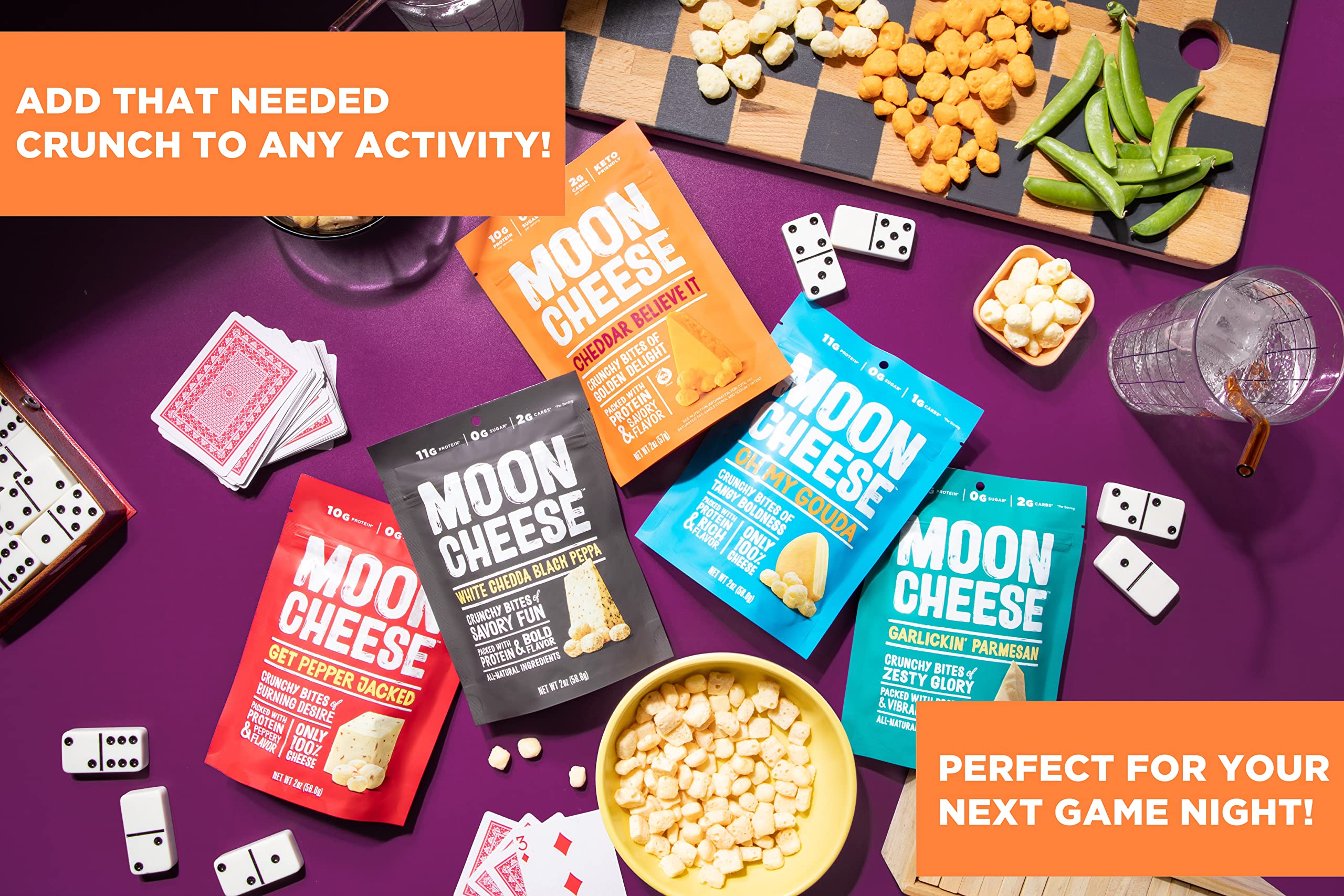 Moon Cheese Garlickin' Parmesan Cheese Bites - 2 Ounce (3-Pack) | Crunchy Protein-Rich 100% Real Cheese Snack | Perfect for Keto Diet, Office Snacking & Party Appetizers