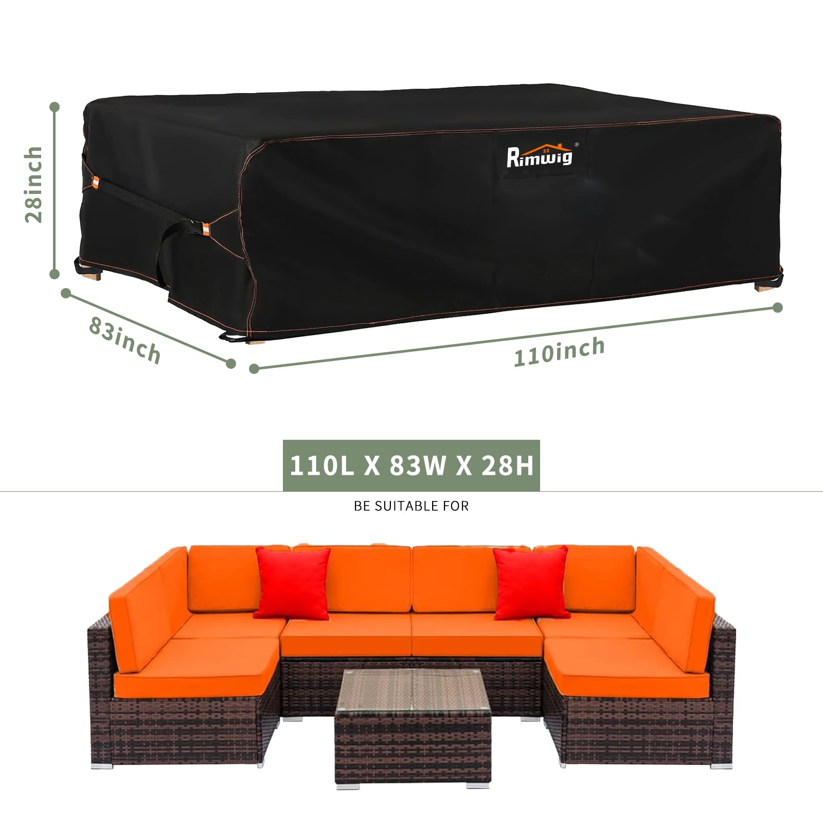 Extra Large Waterproof Patio Furniture Covers Set - Heavy Duty 110