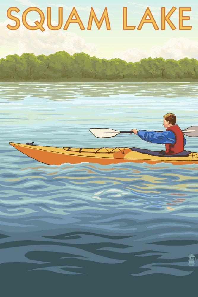 Squam Lake New Hampshire Kayak Scene - 16x24 Hand Signed Giclee Art Print, Vivid Textured Wall Decor for Living Room, Office & Cabin