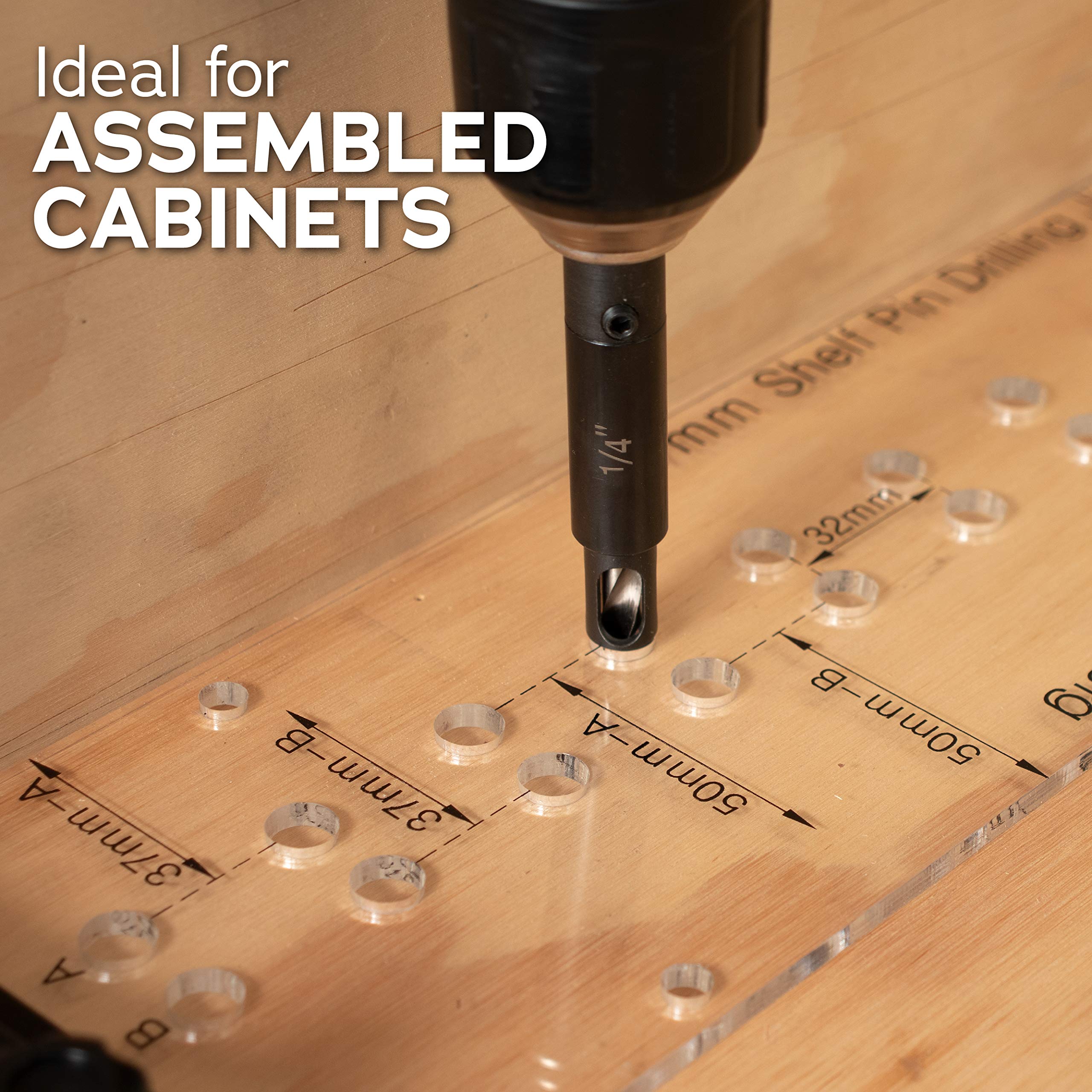 Premium Shelf Pin Drilling Jig with 1/4