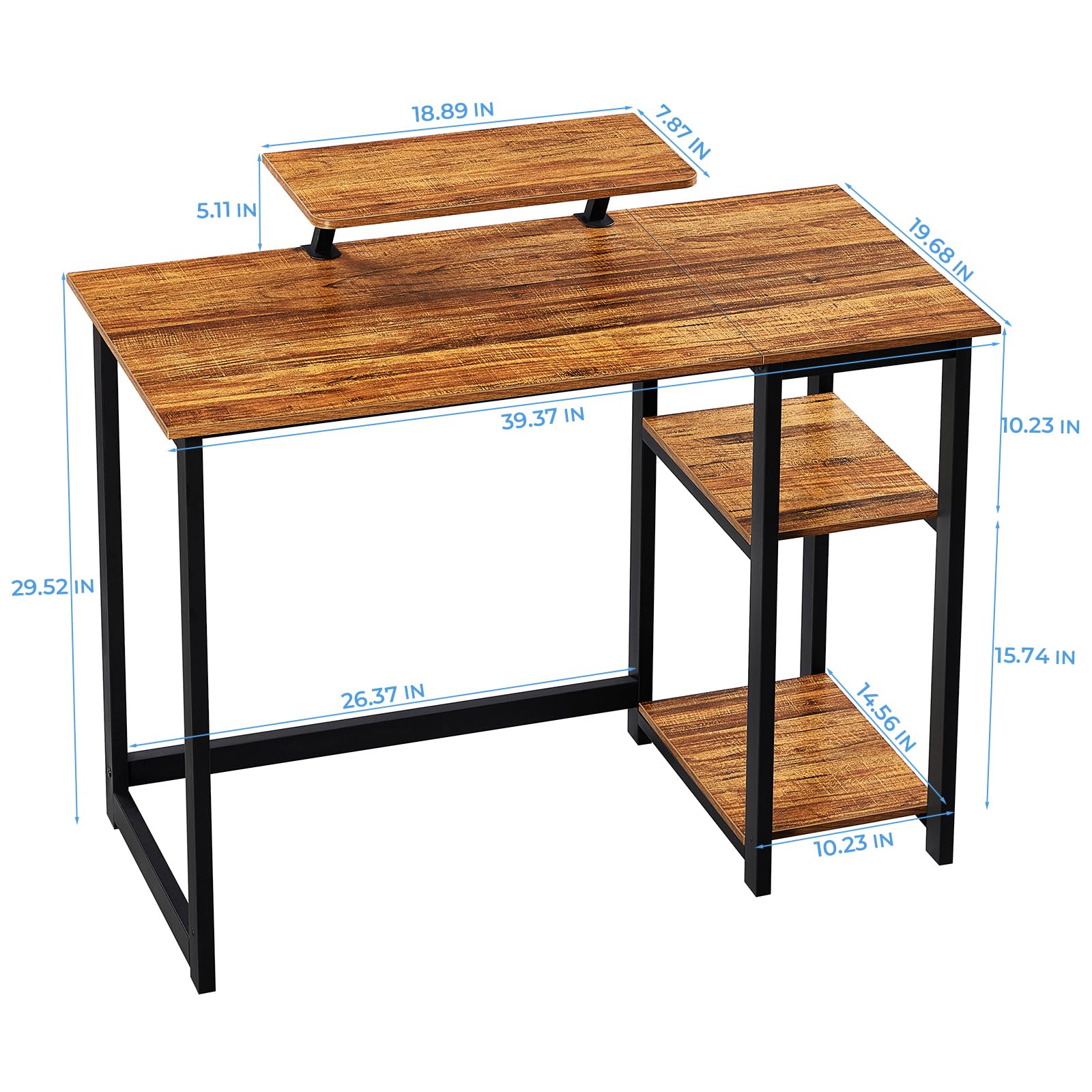 GreenForest 39-inch Computer Desk with Monitor Stand | Reversible Storage Shelf | Home Office Desk for Small Spaces | Easy Assembly | Walnut Finish | Perfect for Remote Work & Gaming Setup