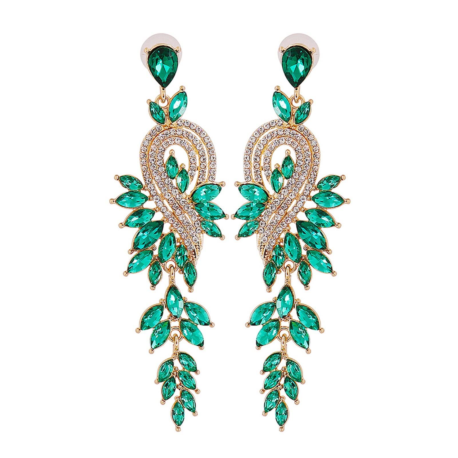 1 Pair Women's Crystal Encrusted Geometric Drop Earrings - Elegant Long Dangle Earrings for Wedding, Party & Evening Wear - Faux Crystal Jewelry for Special Occasions