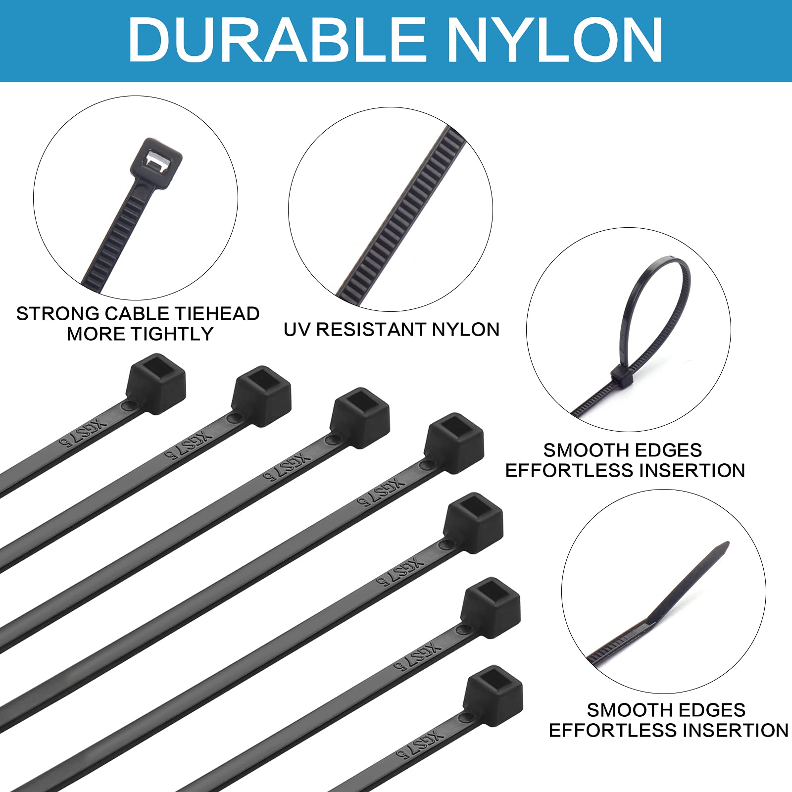 1000 Pcs 6-Inch Heavy Duty Nylon Cable Ties - Self-Locking Zip Ties for Wire Management, Organizing Cords & Bundling (Black) - Ideal for Home, Office, Warehouse & Outdoor Use
