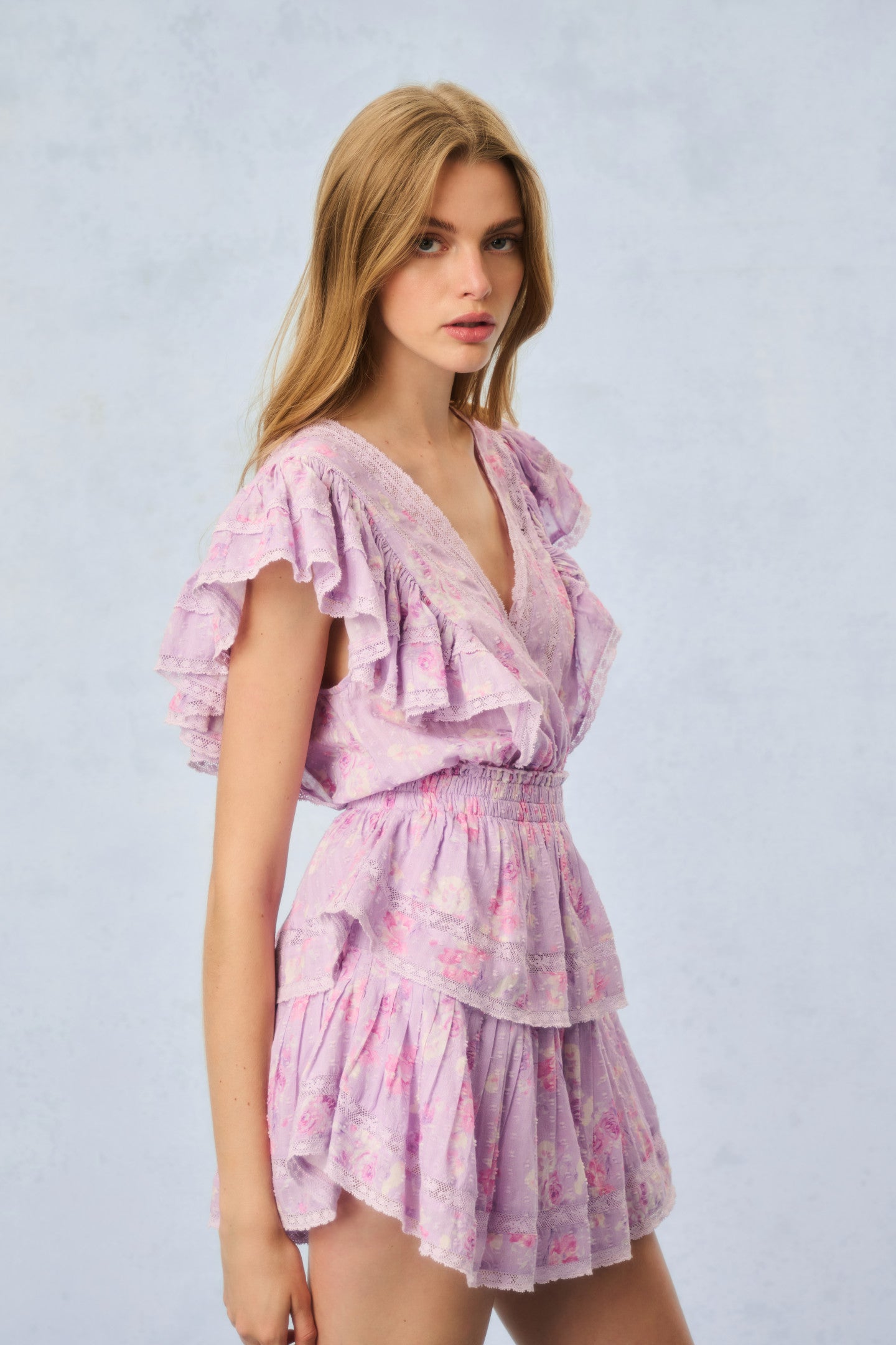 Gwen Floral Print Cotton Mini Dress - Women's Summer Casual Short Sleeve Party Outfit for Beach, Date Night & Vacation