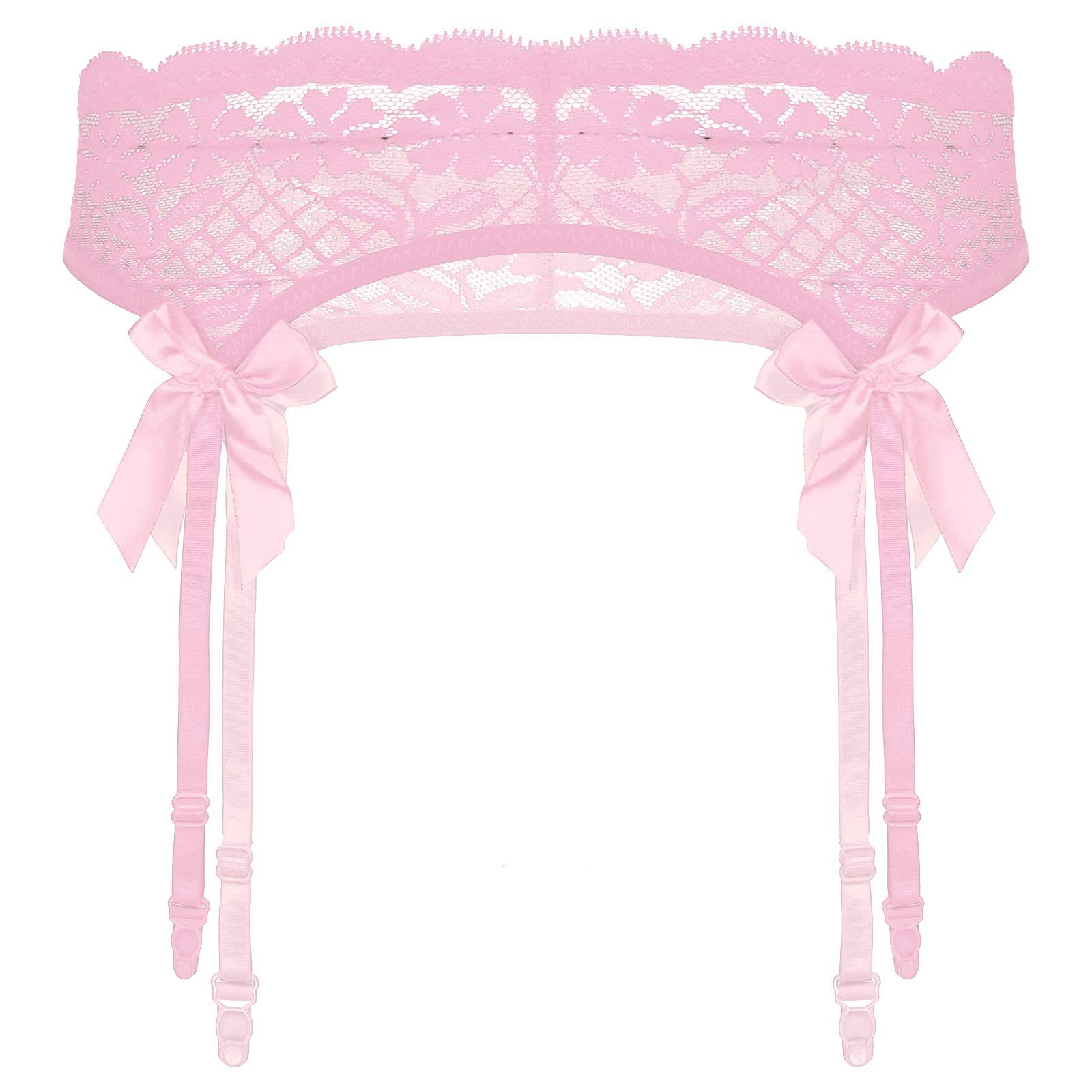 ACSUSS Men's Sheer Lace Suspenders - Adjustable Elastic Waistband Garter Belt with Bowknot for Stockings | Crossdressing & Lingerie Fashion | Perfect for Cosplay, Role Play and Sensual Occasions
