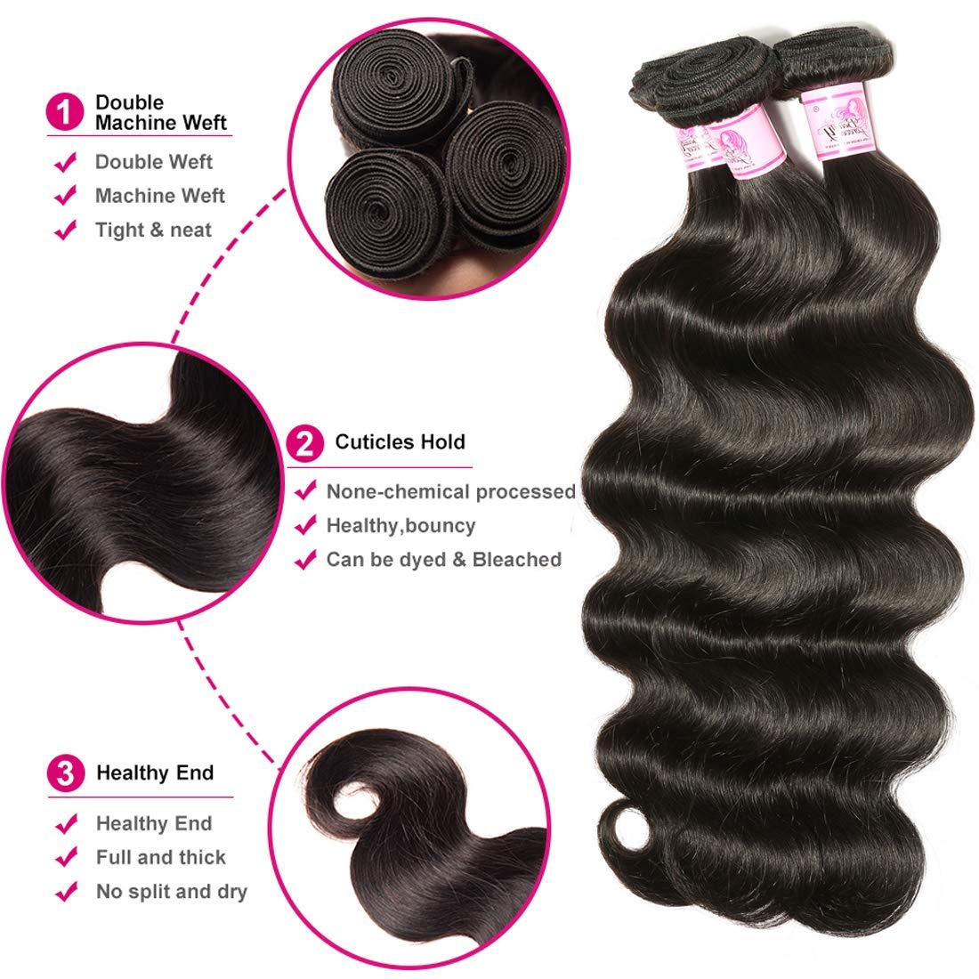 Beauty Forever Indian Body Wave Hair Extensions - 4 Bundles 100% Unprocessed Virgin Human Hair Weaves, Natural Color (16 18 20 22 Inch), 95-100g per Bundle | Perfect for Daily Styling, Special Occasions & Salon-Quality Looks