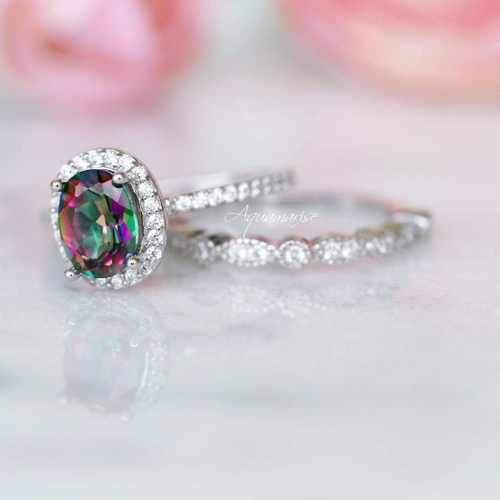 Mystic Topaz Sterling Silver Ring for Women - Elegant Iris Gemstone Jewelry for Everyday Wear & Special Occasions