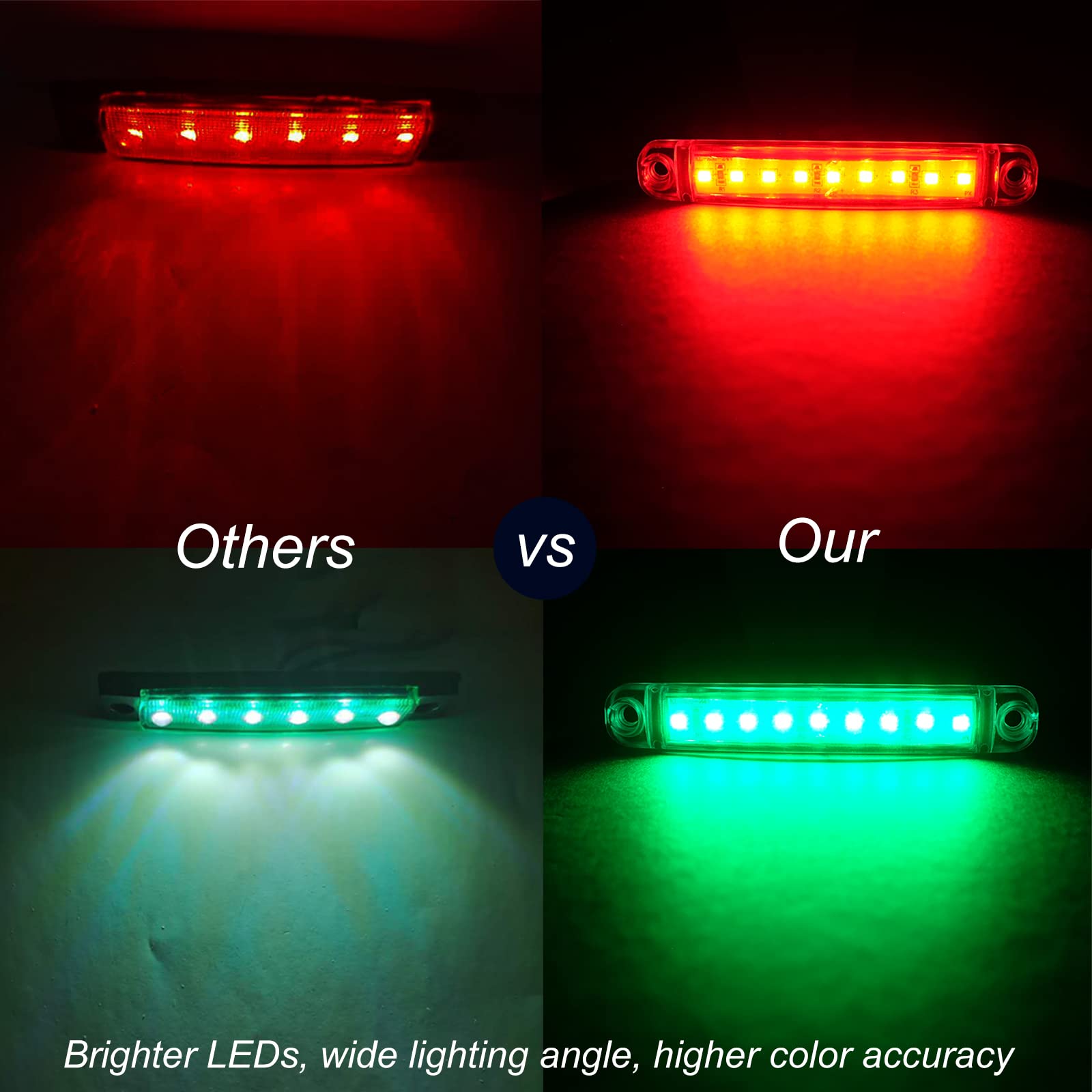 8Pcs Marine LED Boat Navigation Lights - Red & Green for Yachts & Fishing Boats