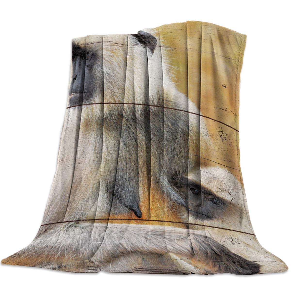 Luxury Flannel Throw Blanket - Super Soft & Warm Plush Fleece Microfiber Blanket for Couch, Bed, Sofa - Lightweight Cozy Monkey Design (50x80 Inches) - Perfect for Lounging, Netflix Nights & Winter Snuggles