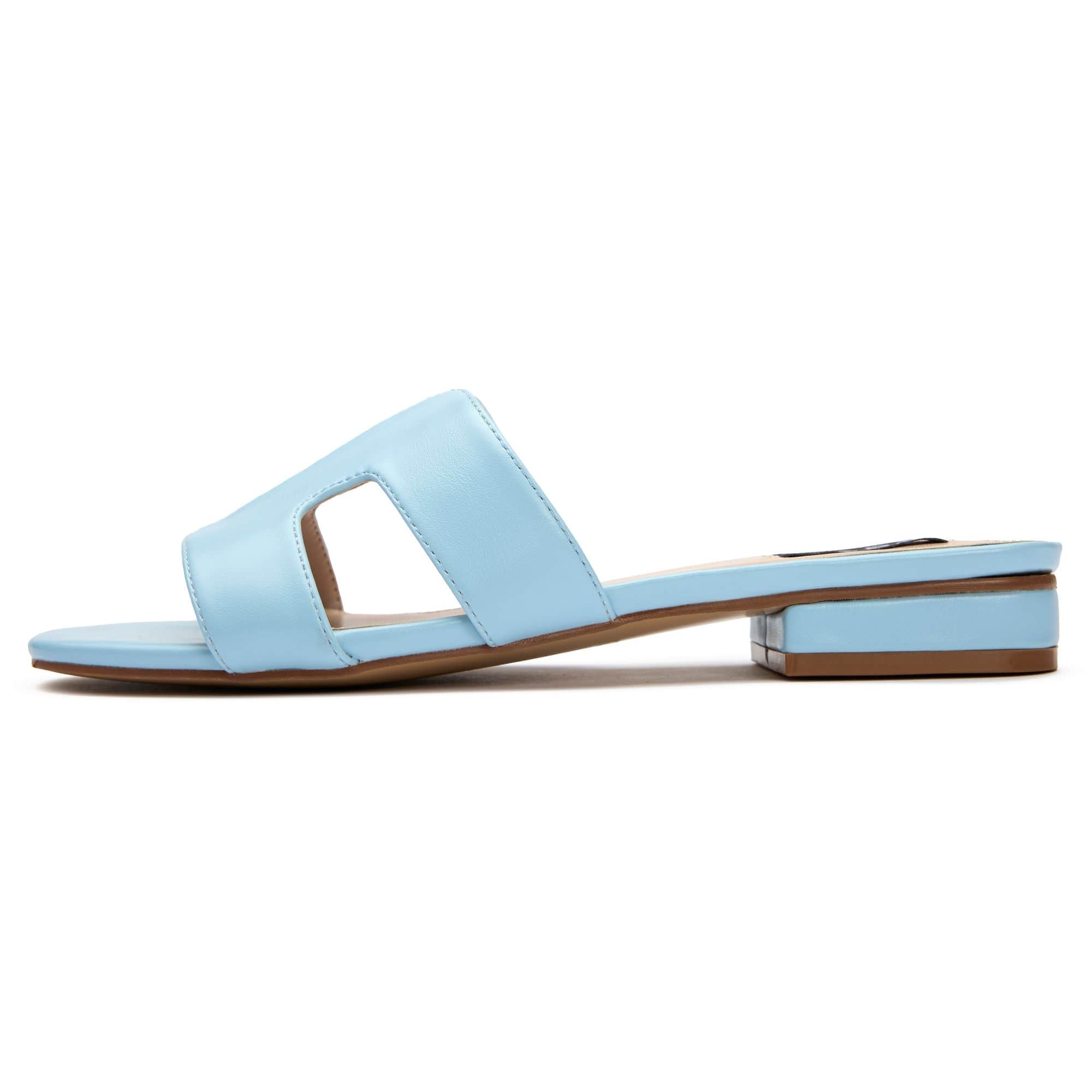 Bok Women's Vegan Leather Slider Sandals - Light Blue | Comfortable & Stylish Summer Slides for Beach, Pool, and Casual Outings