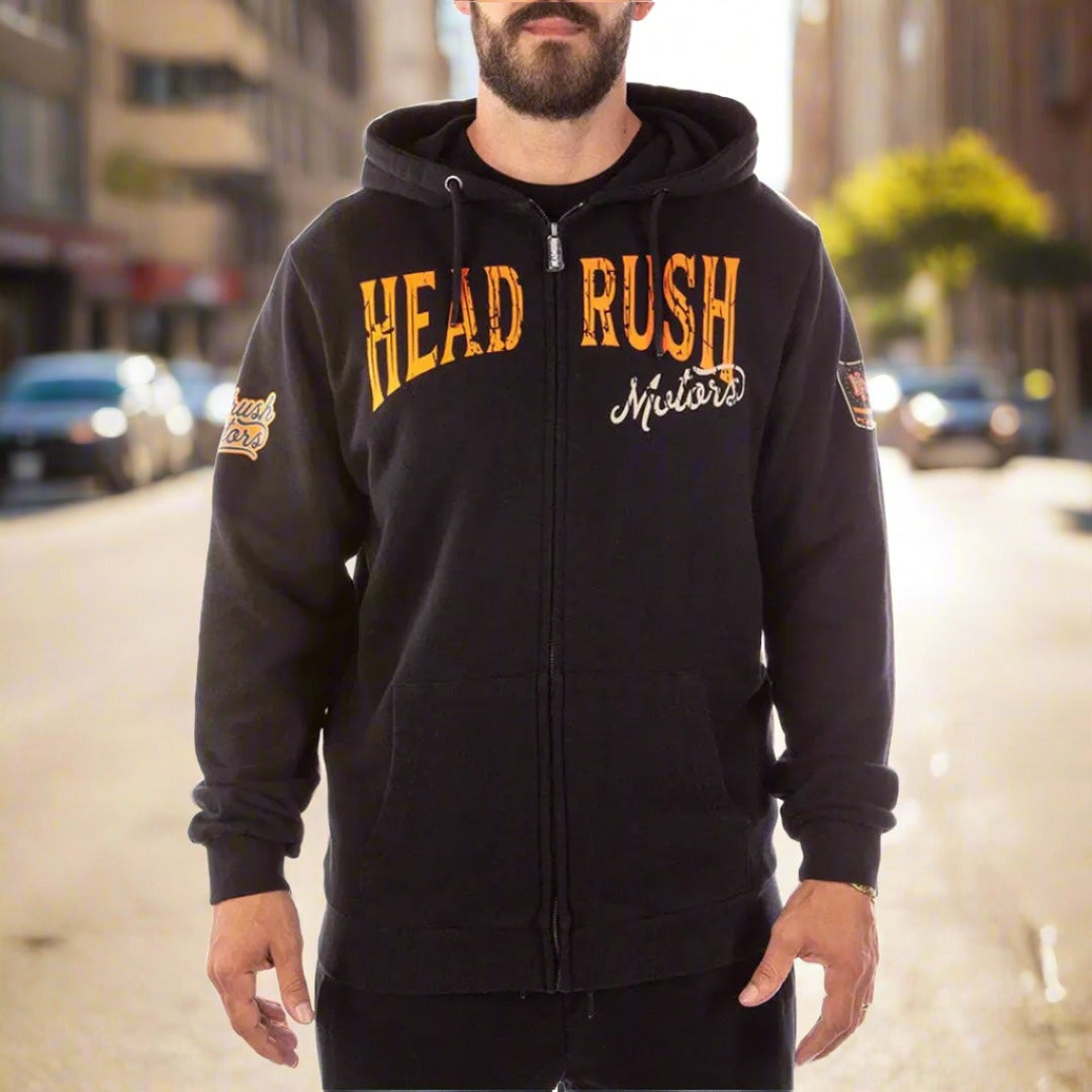 Headrush Men's The Mechanic Zip Up Hoodie - Lightweight Fleece Jacket with Front Pockets for Outdoor Work & Casual Wear