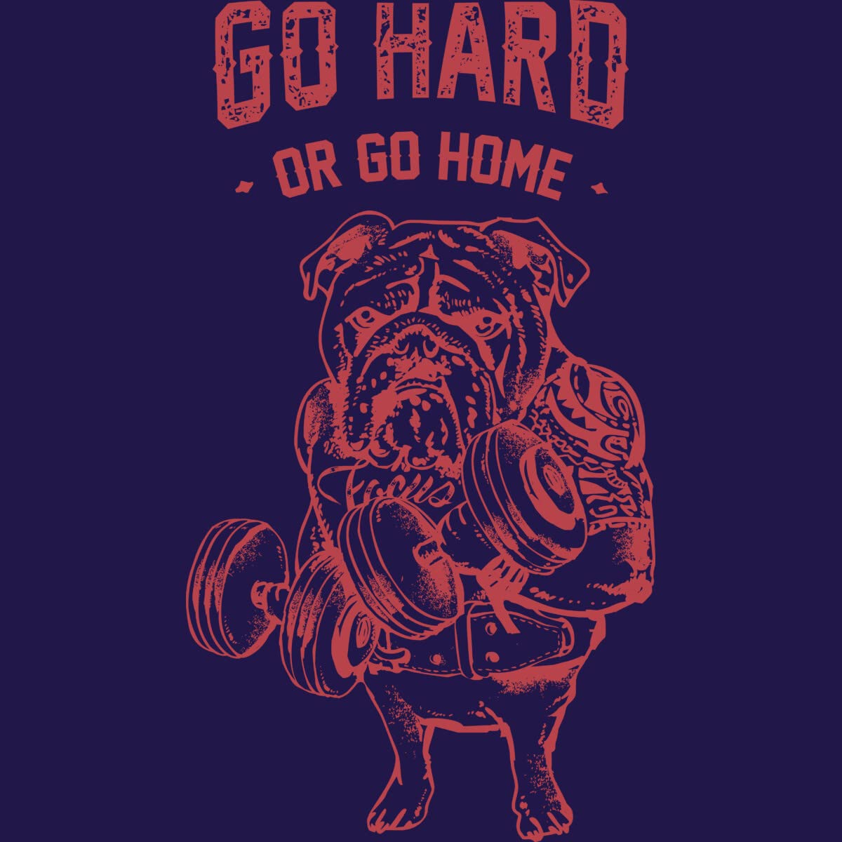 Design By Humans Junior's Go Hard or Go Home English Bulldog Graphic T-Shirt - Trendy Casual Tee for Teens - Perfect for School, Streetwear & Everyday Outfits