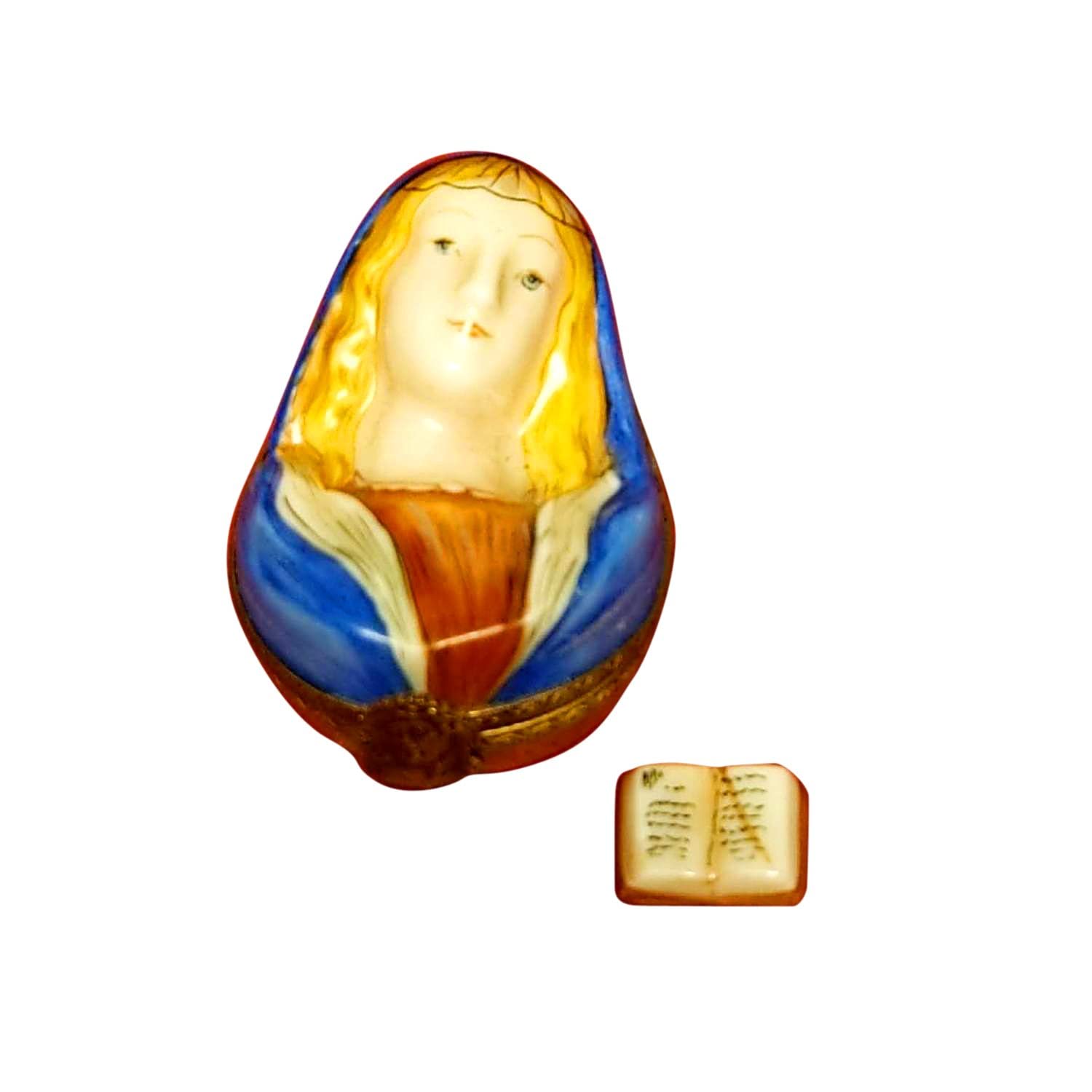 Virgin Mary Limoges Porcelain Jewelry Box - Hand-Painted Religious Collectible Gift for Catholic Home Decor & Prayer Altar