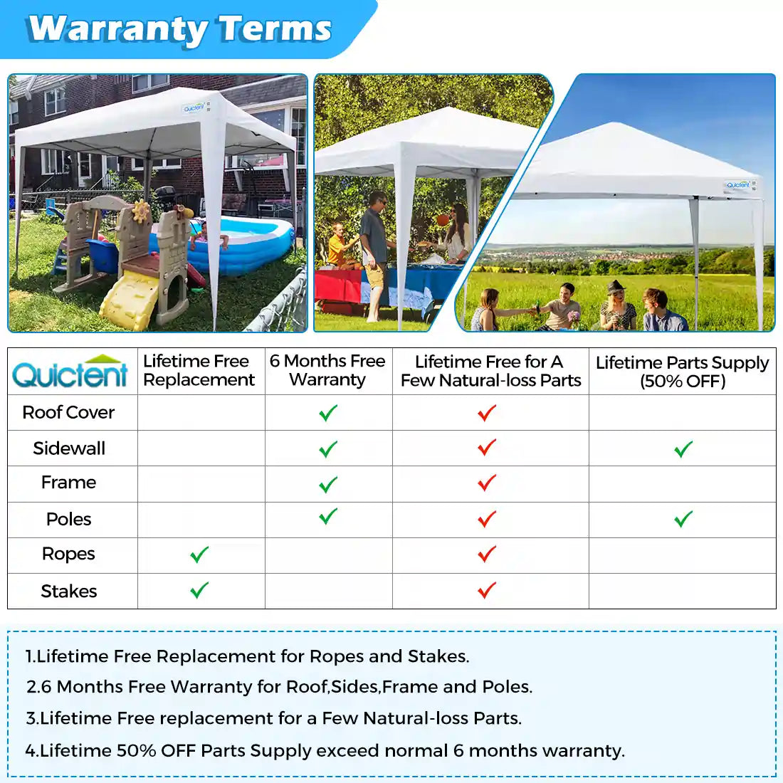 10' x 10' Instant Pop Up Canopy Tent with No Side Walls - Portable Outdoor Shelter for Camping, Beach, Picnics & Backyard Parties
