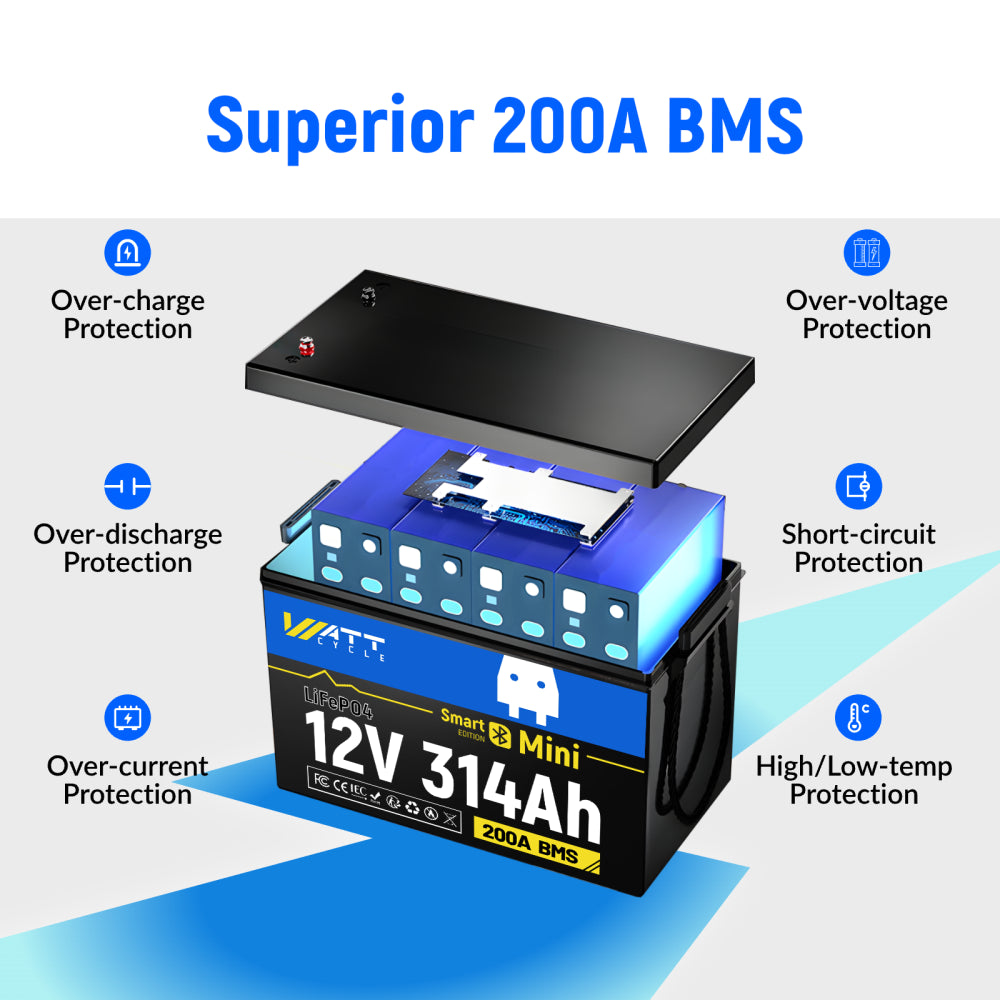 Best 12V 314Ah LiFePO4 Lithium Battery with Bluetooth - Perfect for Solar Power Systems, RVs, Marine & Off-Grid Applications