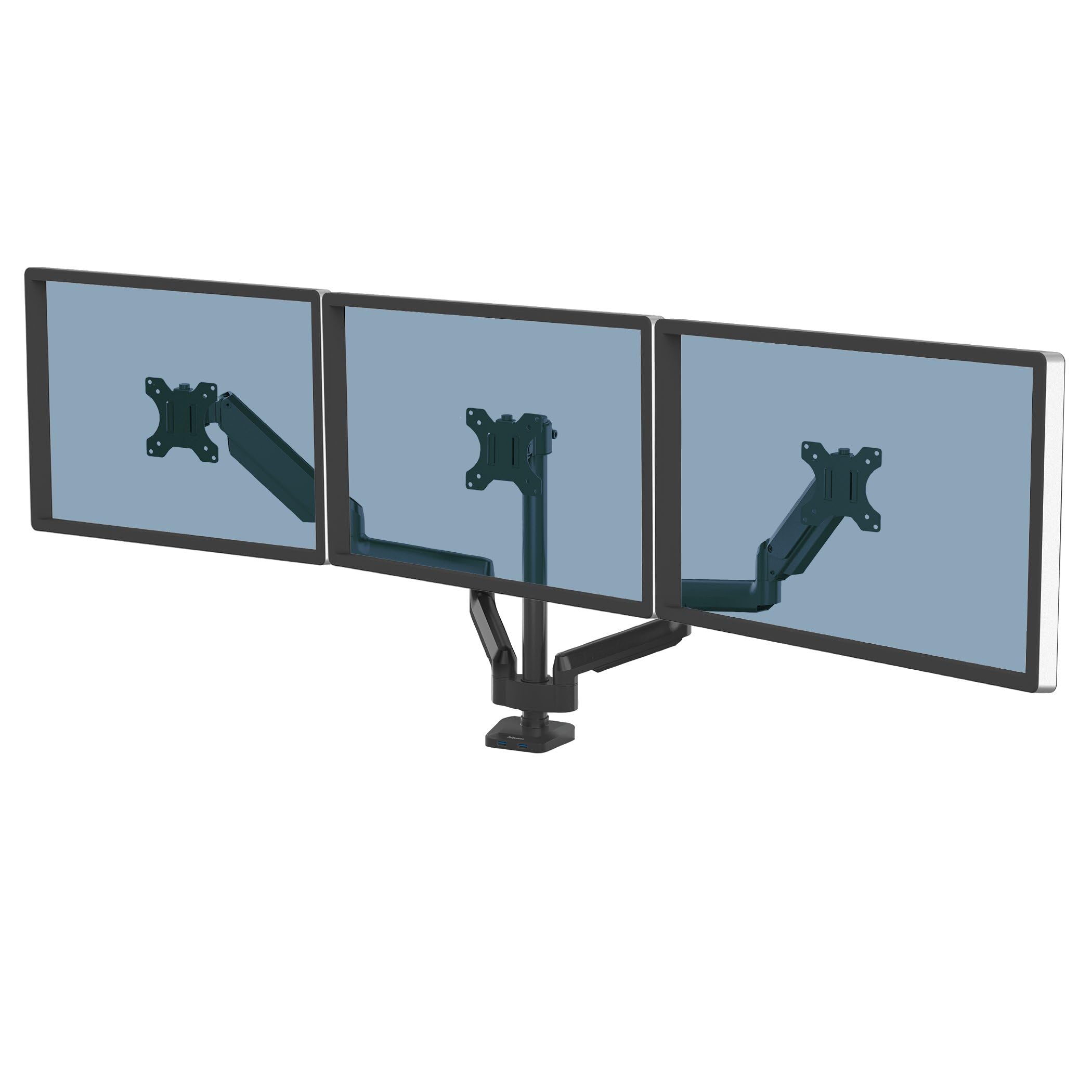 Fellowes Platinum Series Adjustable Triple Monitor Arm (8042601) - Ergonomic Black Stand for Home & Office Workstations, Perfect for Multi-Screen Setup, Gaming & Productivity
