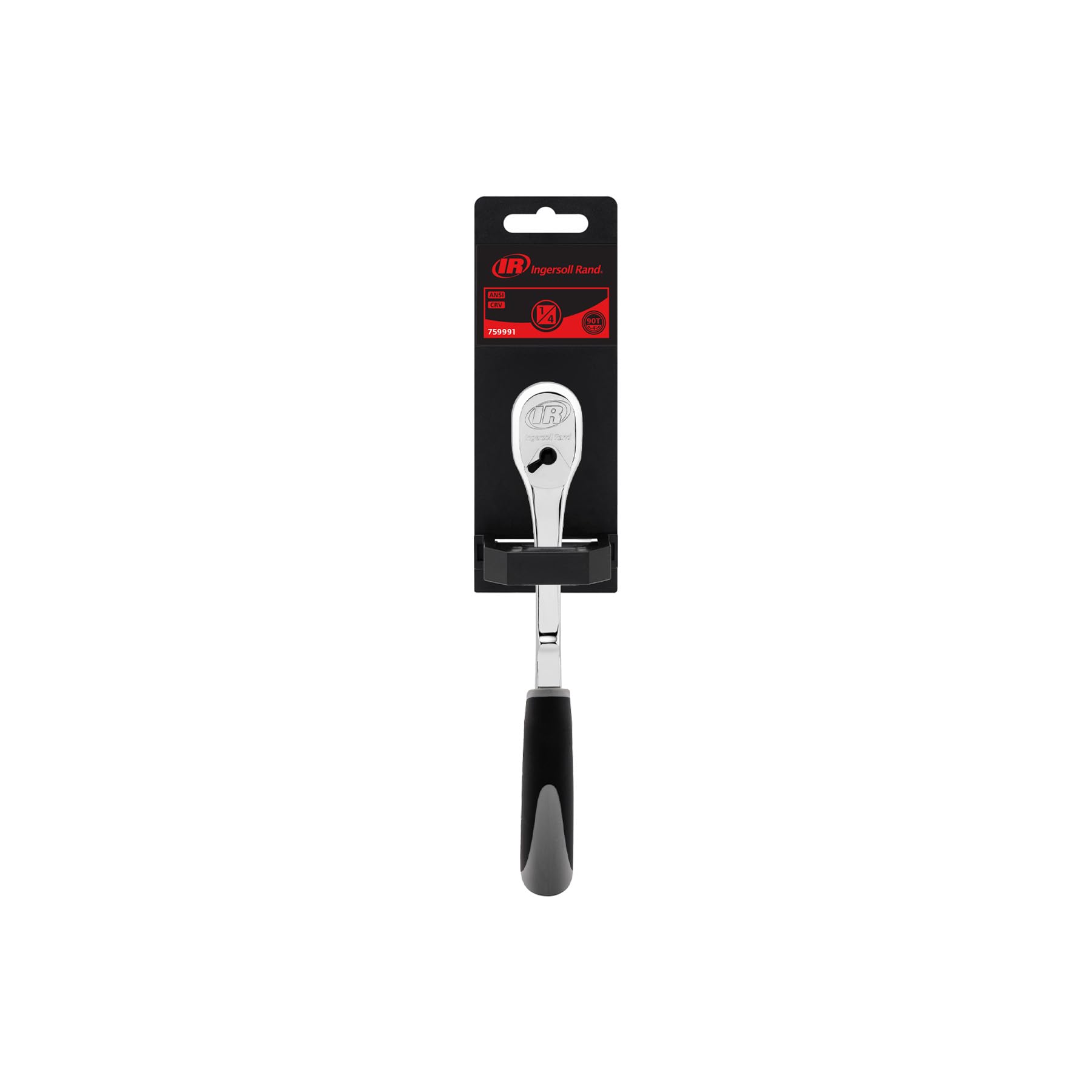 Ingersoll Rand 1/4 Inch Drive 90-Tooth Ratchet Wrench with Double Injection Handle - Heavy Duty Mechanics Tool for Automotive Repair & DIY Projects (Model 759991)
