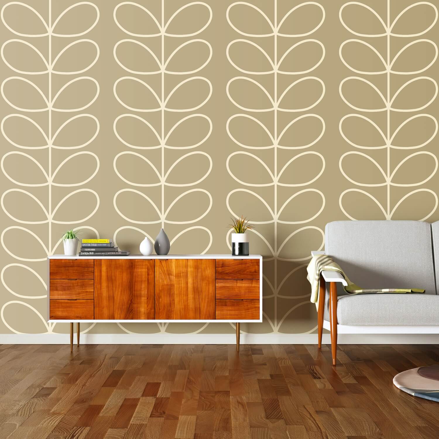 Giant Linear Stem Stone Wallpaper 52cm x 10m - Peel and Stick Self-Adhesive Wall Mural for Living Room, Bedroom, Office Decoration