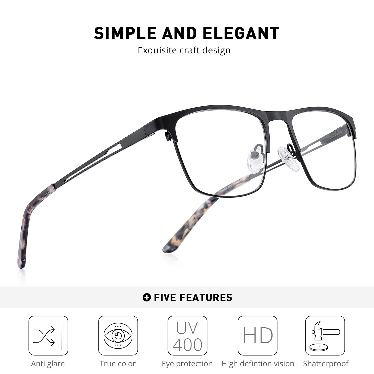 Blue Light Blocking Reading Glasses for Women & Men - Anti Eyestrain Computer Glasses with Spring Hinge - Perfect for Office Work, Gaming & Screen Time