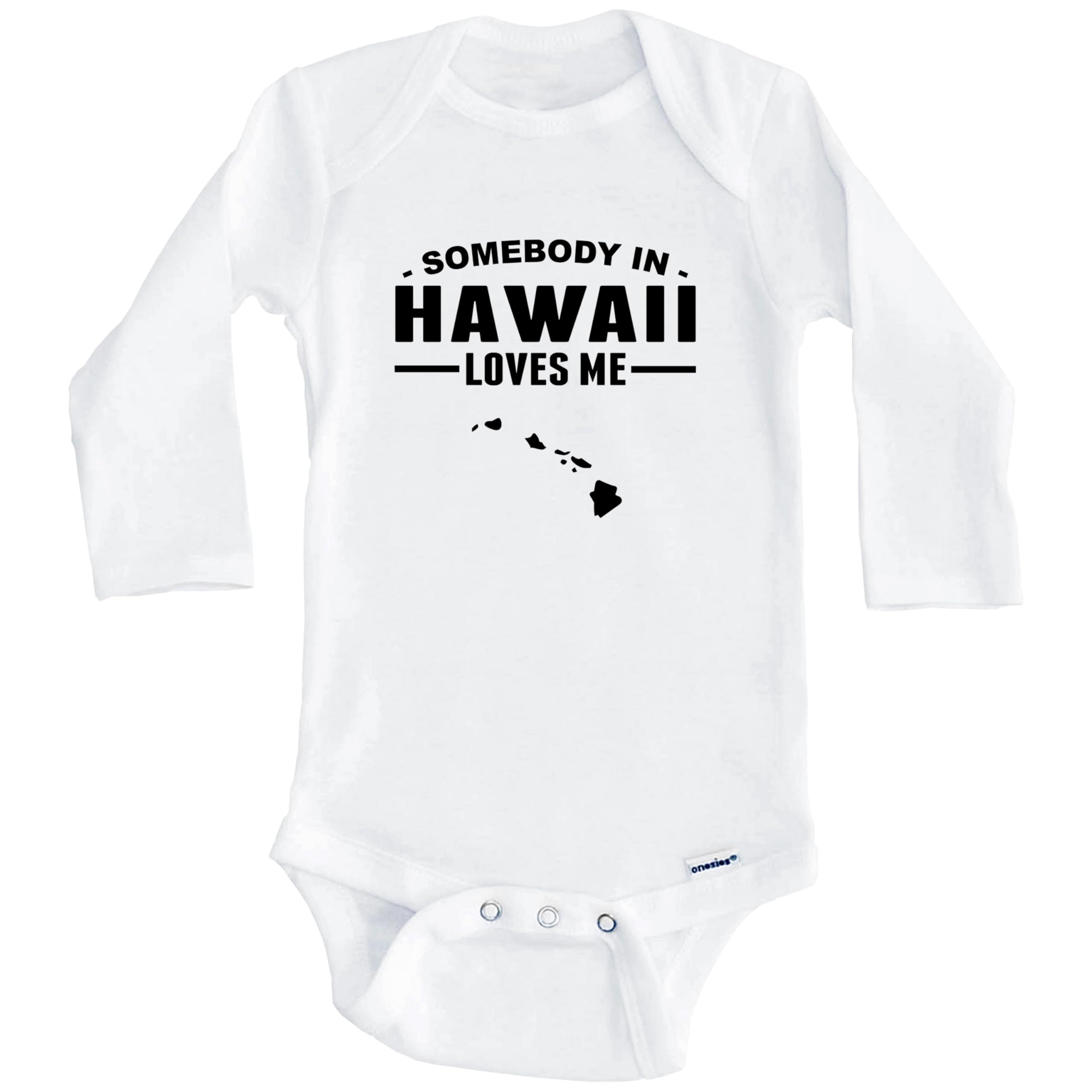 Hawaii Baby Bodysuit - Long Sleeve One Piece with 'Somebody in Hawaii Loves Me' Print - Perfect for Infants, Newborns & Photo Shoots