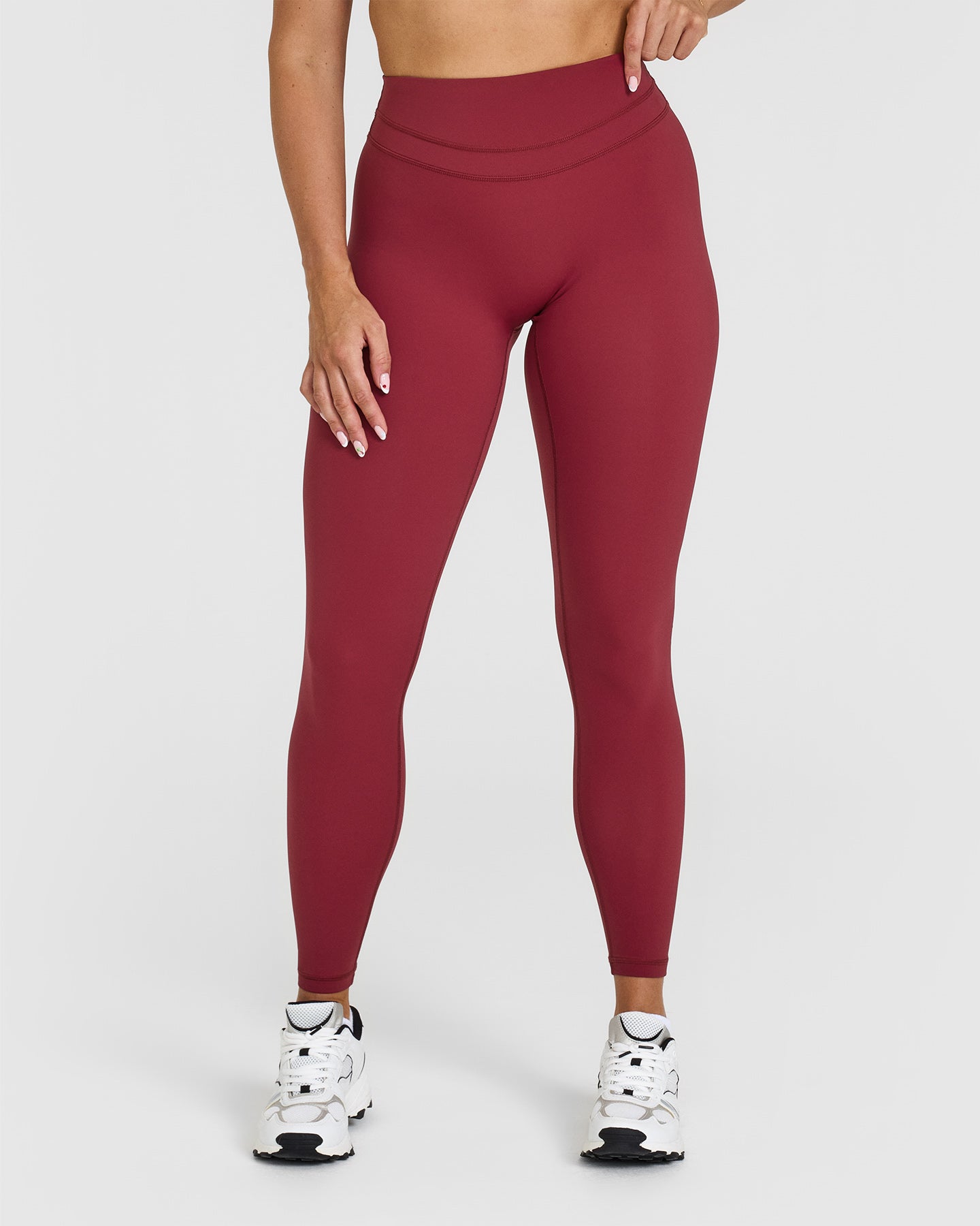 High Waisted Leggings for Women - Comfortable & Stretchy Burnt Cherry Color Yoga Pants - Perfect for Workouts, Yoga, Running and Everyday Wear