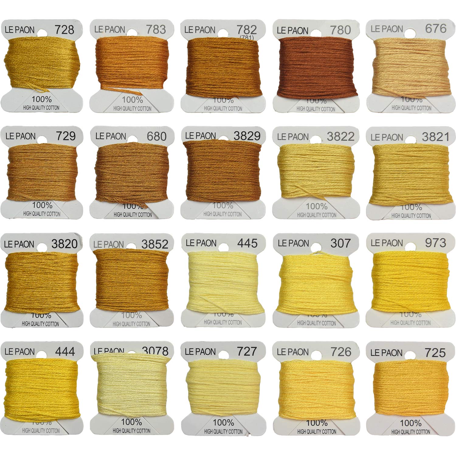 Premium Rainbow Color Embroidery Floss Bobbins - 20-Pack Cross Stitch Threads for Friendship Bracelets & Crafting - Old Gold Gradient Embroidery Floss - Perfect for DIY Projects, Needlework & Handmade Jewelry Making
