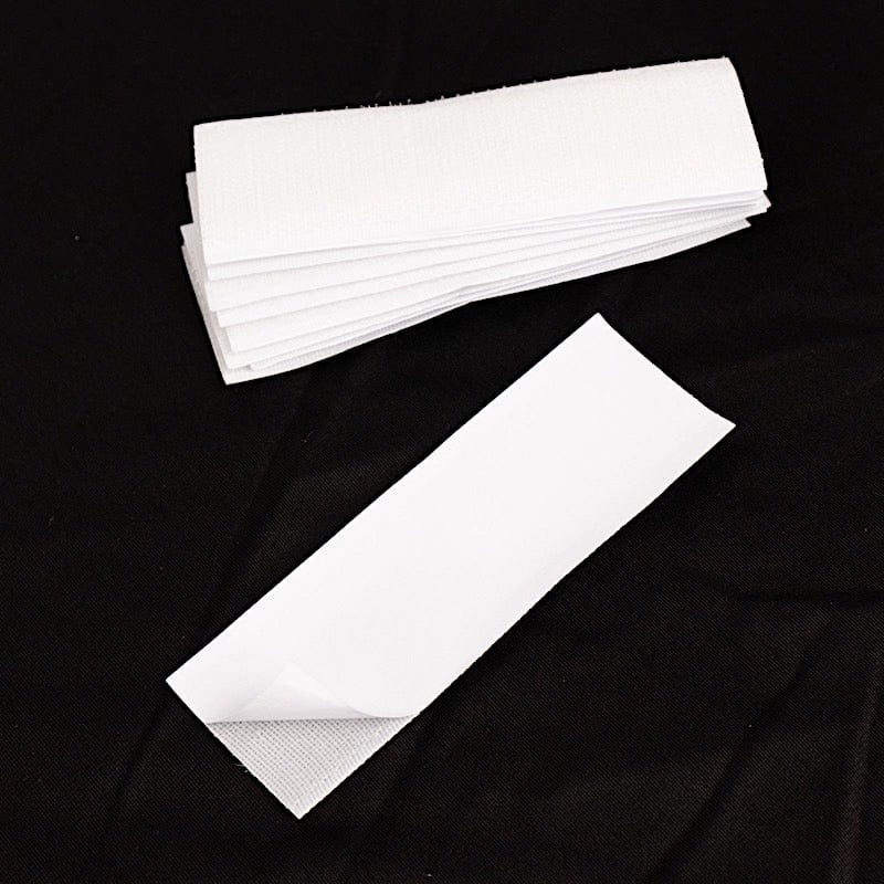 10 Pack White Double Sided DIY Table Skirt Closure Strips - Strong Adhesive Tapes for Party Decorations, Wedding Table Skirts, and Event Displays