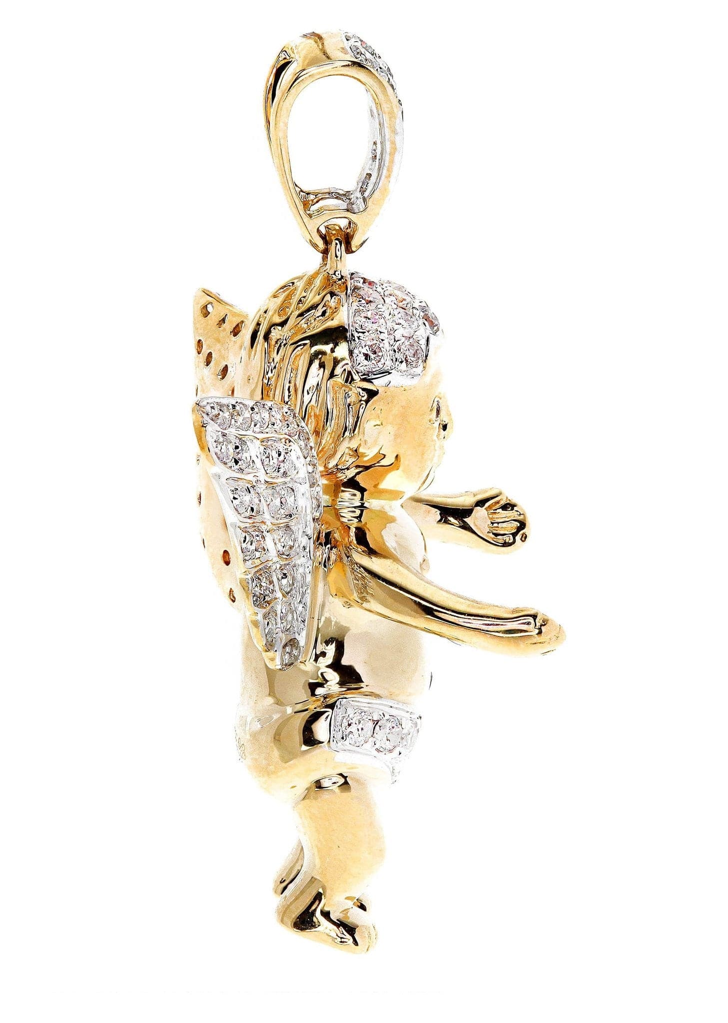 Diamond Angel Pendant Necklace - 10.5 Grams Solid Gold with 0.83 Carat Genuine Diamonds - Perfect for Valentine's Day Gifts, Anniversary Presents & Special Occasions
