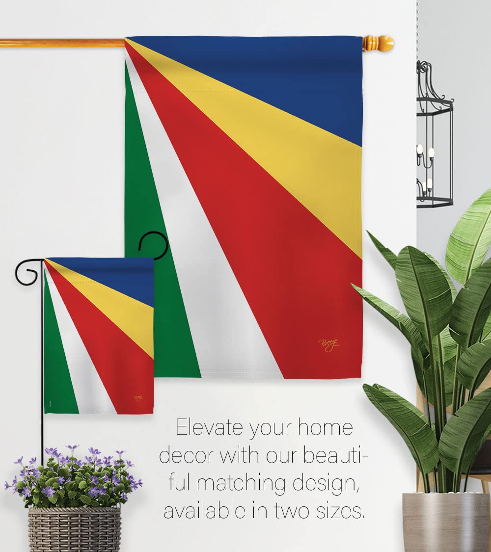 Seychelles National Flag Set 28x40in with Pole for Home & Garden Decor