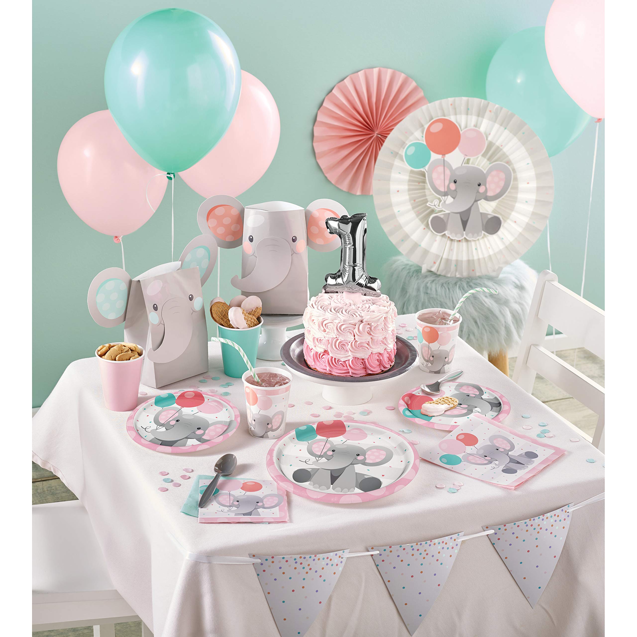 Enchanting Elephant Design Girls' Paper Napkins, 16 Count - Perfect for Birthday Parties, Baby Showers & Kids' Tableware