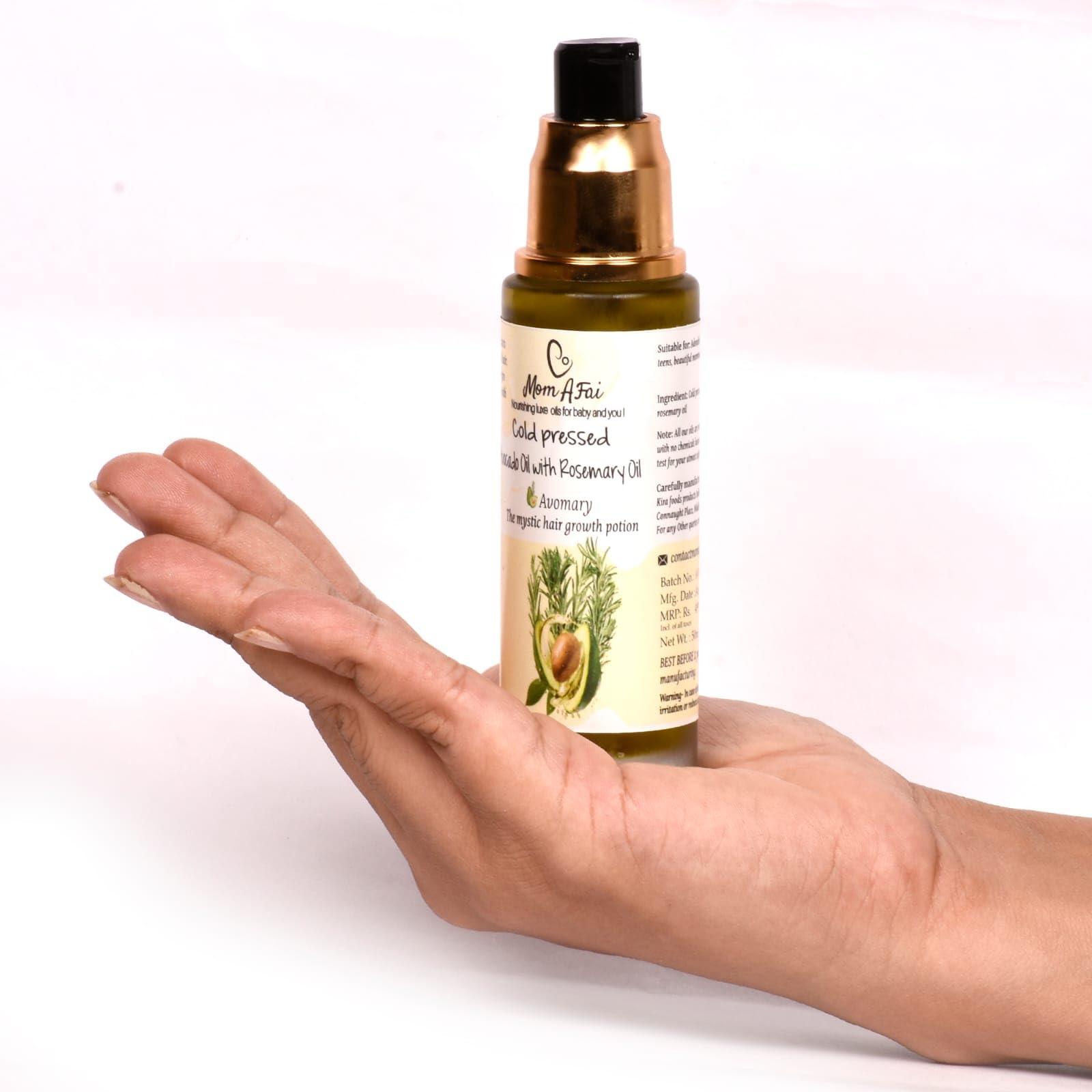Cold Pressed Avocado Oil with Rosemary Oil for Hair Growth & Hair Fall Control - Natural Hair Nourishment & Moisturizer for Hair, Skin & Body (50ml) | Perfect for Daily Hair Care, Scalp Massage & DIY Beauty Treatments
