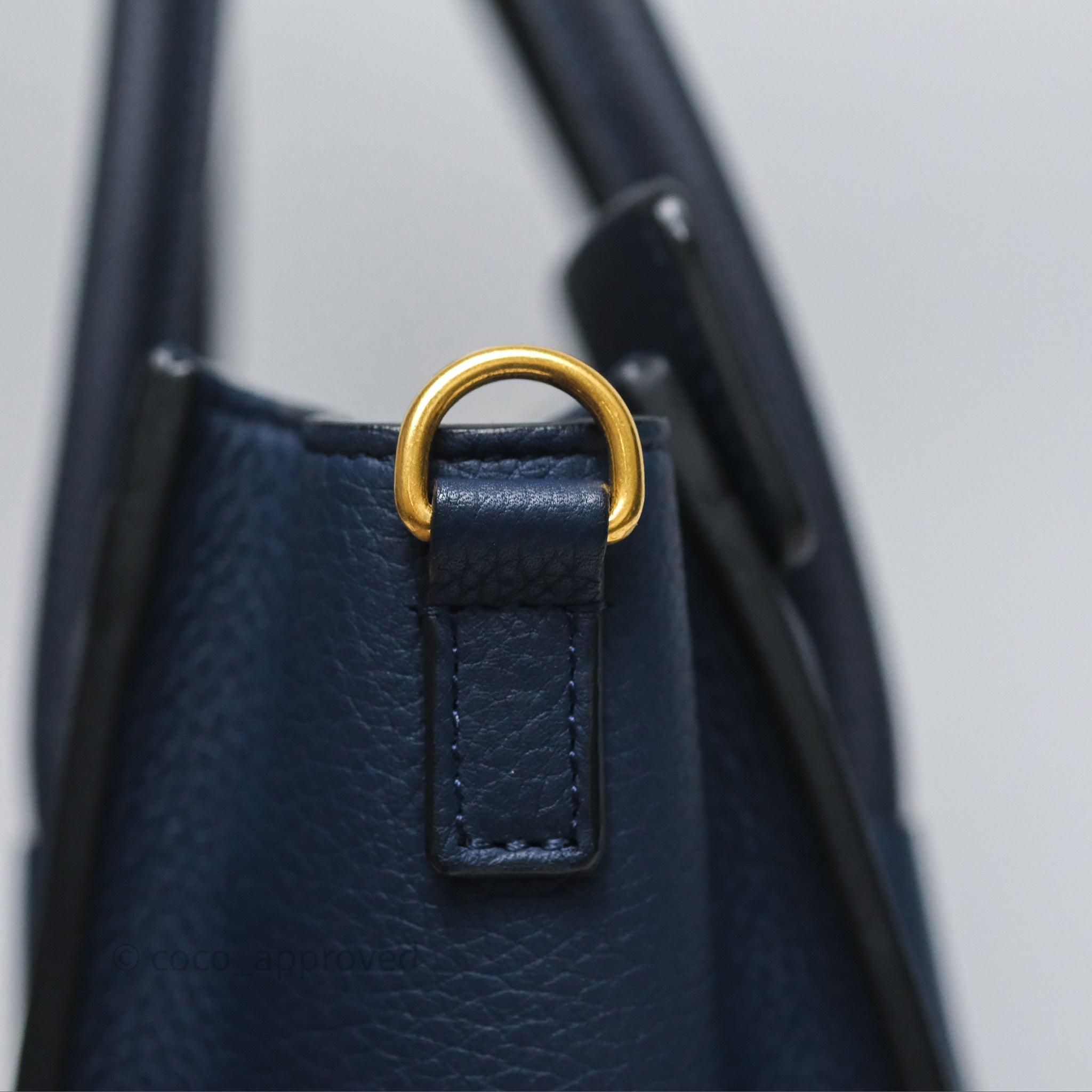 Celine Nano Luggage Handbag in Navy Grained Calfskin with Gold Hardware - Perfect for Work, Travel & Everyday Luxury