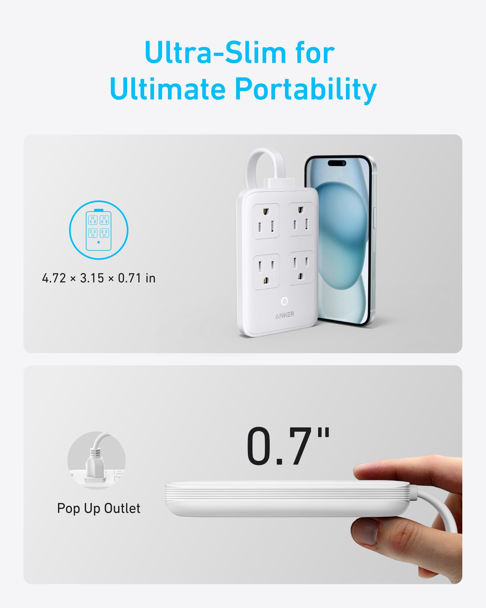 Anker 20W Max 8-in-1 USB-C Charging Station with 4 AC Outlets & 4 USB Ports (2 USB-A + 2 USB-C) - Fast Desktop Charger for iPhone 15/14, MacBook Air/Pro, iPad, Samsung Galaxy - Perfect for Travel, Office & Home Use