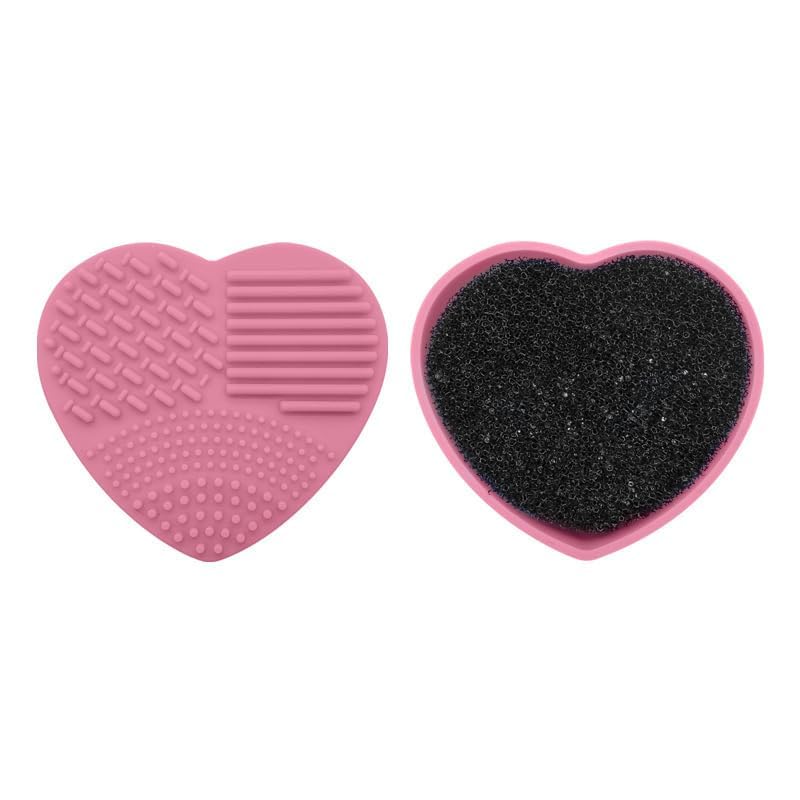 Giffy® 2-in-1 Silicone Cosmetic Brush Cleaner & Washing Pad - Heart Shaped Makeup Brush Cleaner Tool for Foundation, Eyeshadow & Powder Brushes - Multicolor (Medium, 1-Pack) - Perfect for Daily Makeup Brush Cleaning & Travel Kit Organization