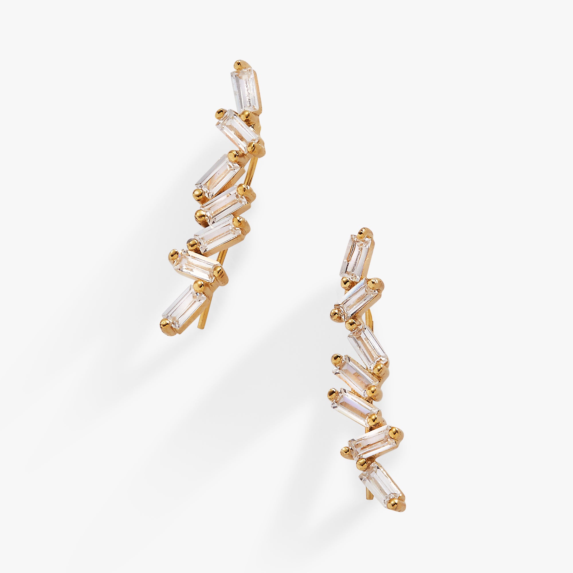 Sparkling Crystal Baguette Crawler Earrings for Women - Elegant Dangle Earrings for Parties, Weddings & Special Occasions