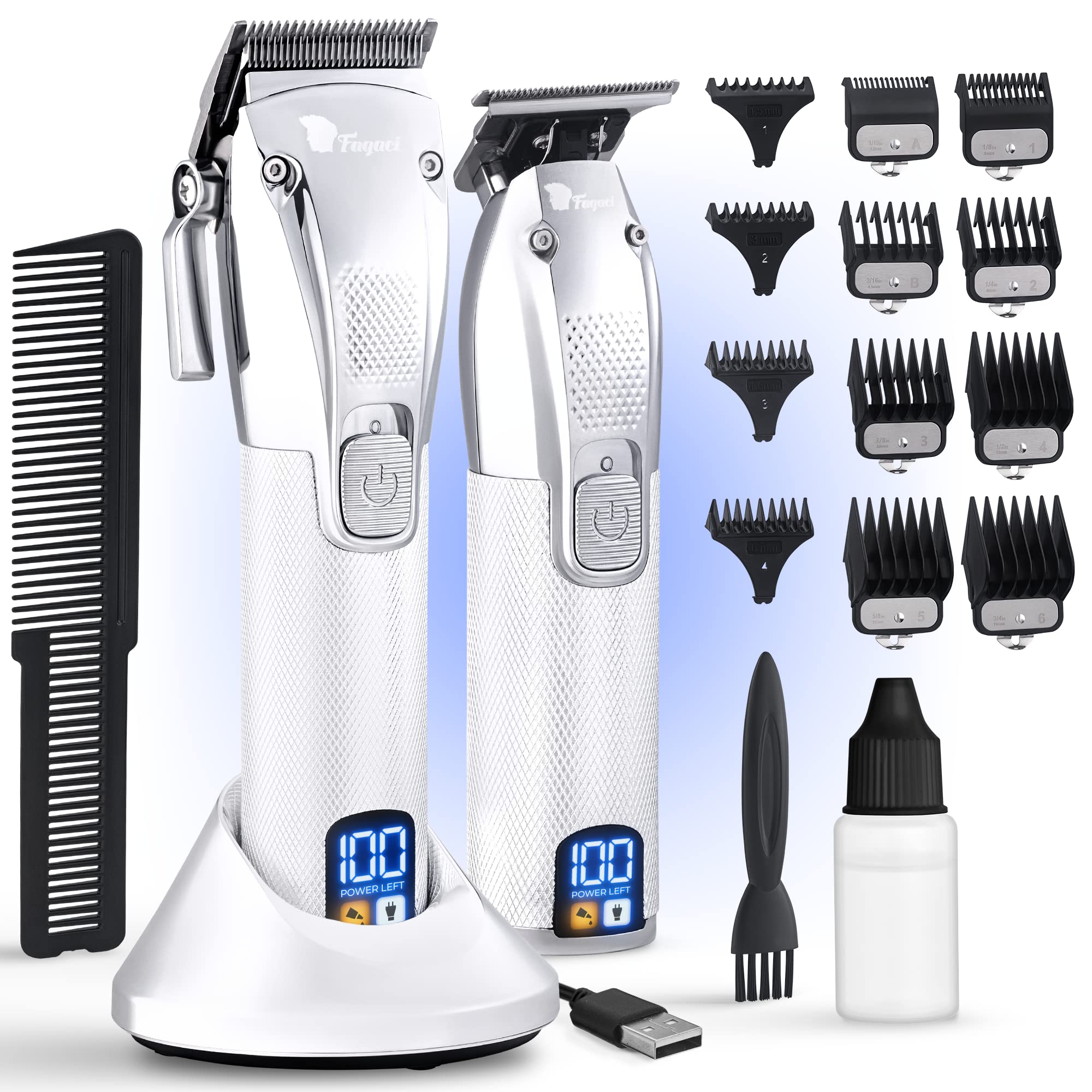 Professional Hair Clippers for Men - Cordless Barber Clippers & Trimmers Set with Turbo Power & Precise Cutting - Haircut Kit for Home & Salon Use - Perfect for Fades, Buzz Cuts & Styling