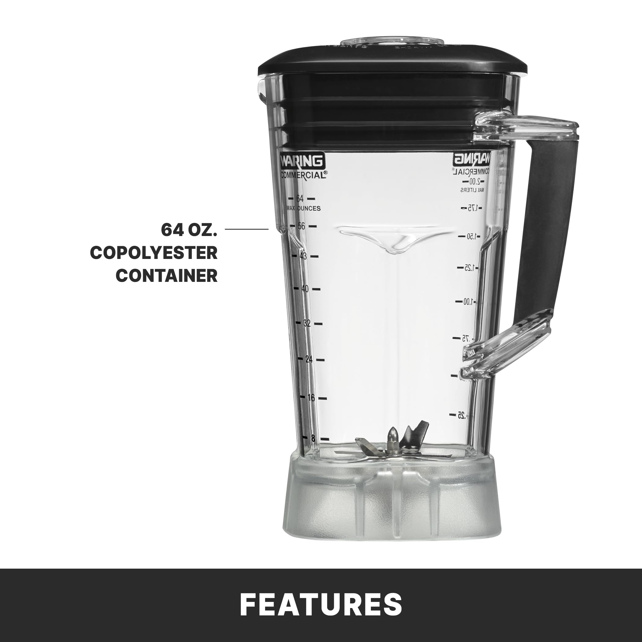 Waring Commercial TBB175P6 64 oz Copolyester Blender - Heavy Duty Commercial Blender with 64 Ounce Container, Black - Perfect for Smoothies, Shakes & Food Prep in Restaurants & Bars