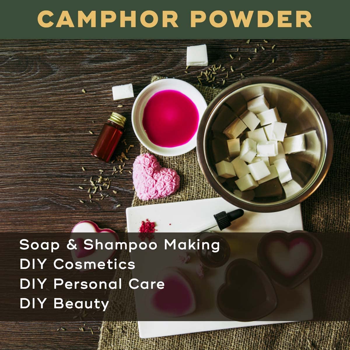 BRM Chemicals Camphor Powder - 1 KG for Soap Making, Shampoo, Cosmetics, Serum, Moisturizer & Lotion | DIY Beauty Formulations for Face, Hair, Skin & Body Care | Perfect for Aromatherapy, Home Remedies & Personal Care Products