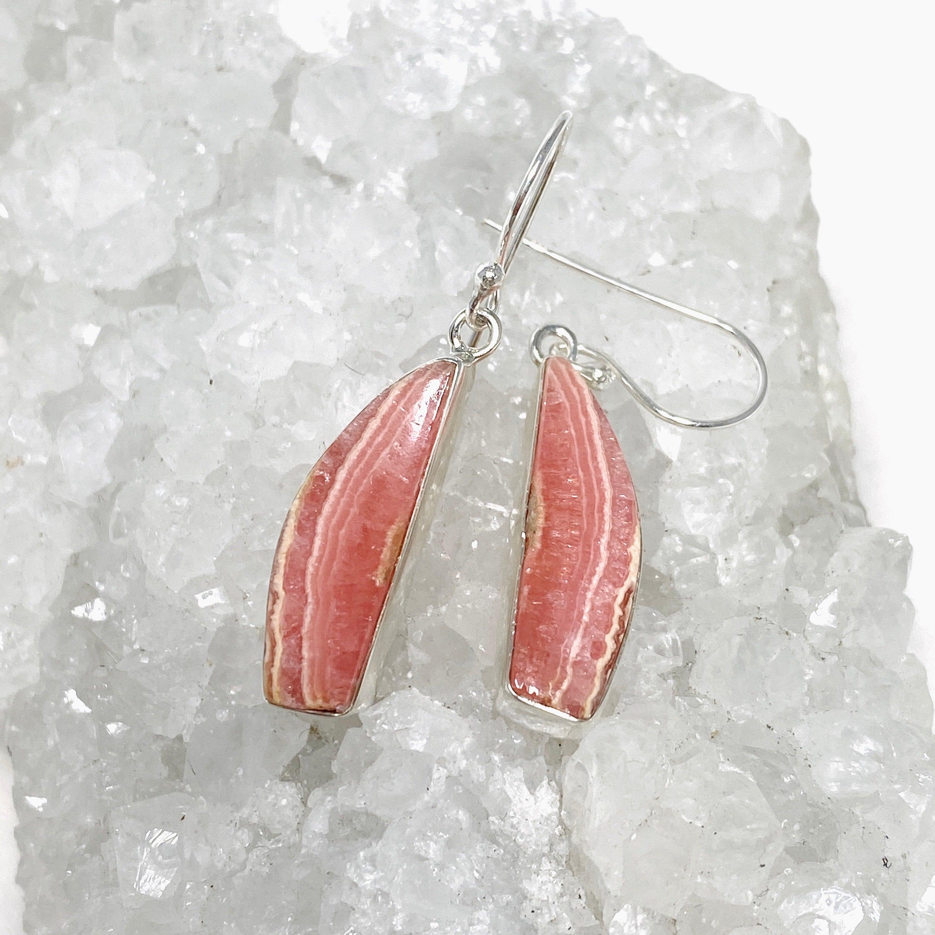 Rhodochrosite Freeform Earrings KEGJ1463 - Handmade Gemstone Jewelry for Women, Boho Dangle Earrings - Perfect for Parties, Weddings & Everyday Wear