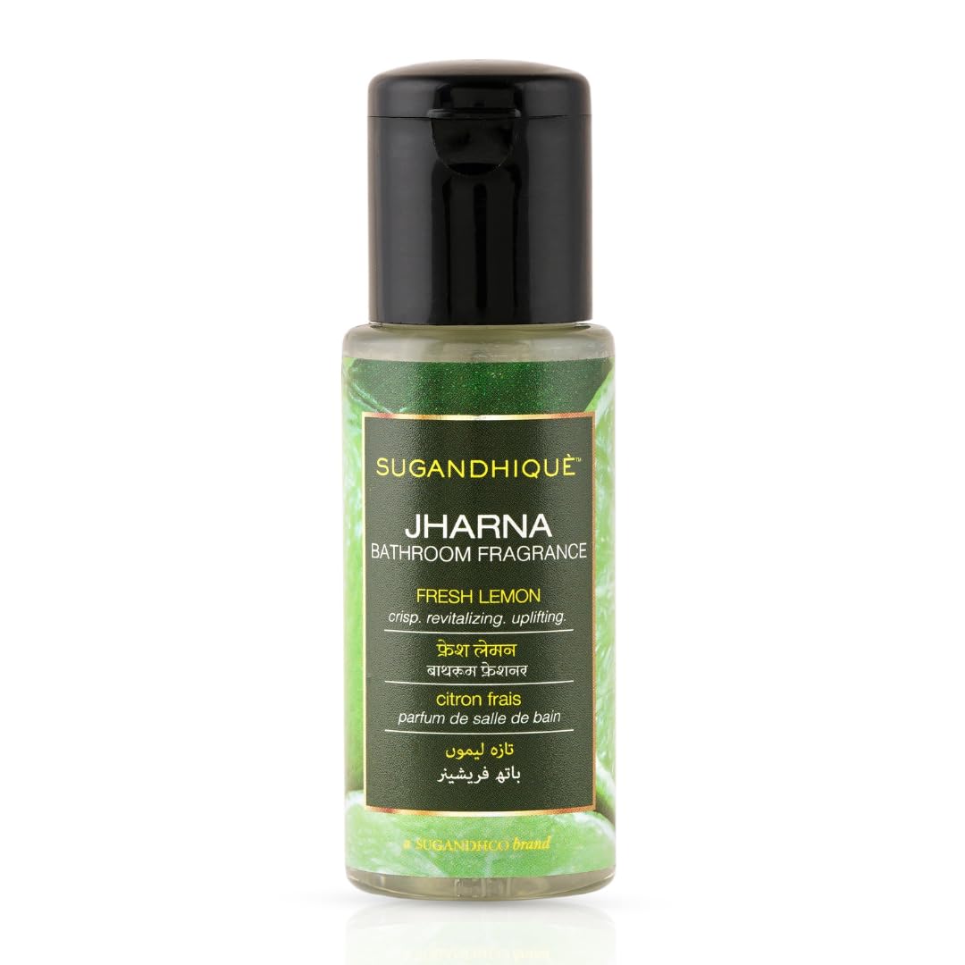 SUGANDHCO Jharna Fresh Lemon Scented Bathroom Air Freshener Spray (50 ml) - Eliminate Odors & Refresh Your Bathroom, Kitchen, or Car with Natural Lemon Fragrance