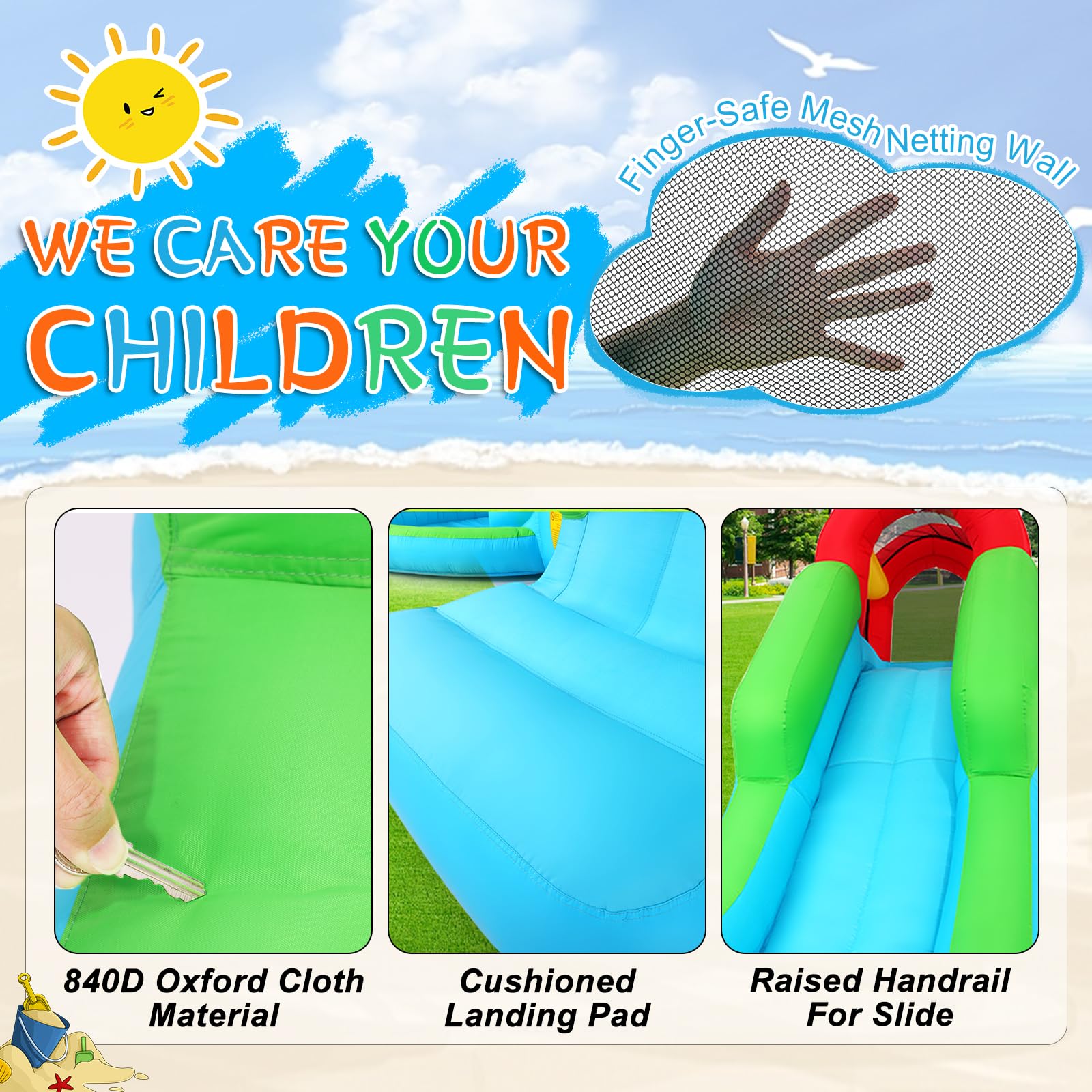**AKEYDIY Inflatable Water Slide for Kids - Backyard Water Park with Climbing Wall, Slide, Splash Pool & Spray Blaster - Perfect for Summer Parties, Birthdays & Outdoor Fun**